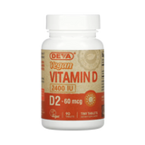 Deva, Vegan Vitamin D2, 60 mcg (2,400 IU), 90 Tablets