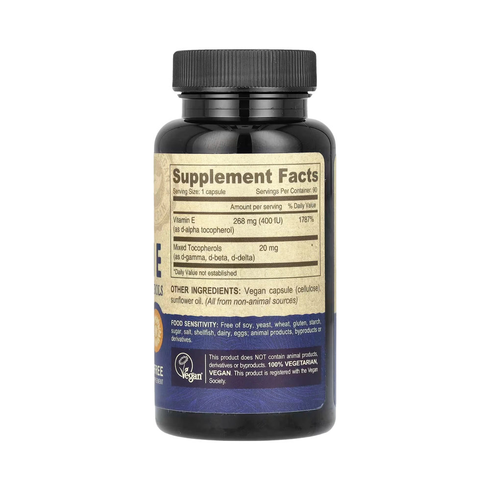 Deva, Vegan Vitamin E with Mixed Tocopherols, 400 IU, 90 Vegan Caps