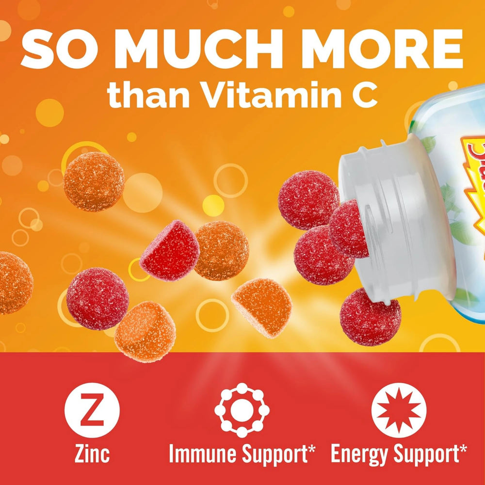 Emergen-C, 750 Mg Vitamin C Gummies for Adults, Immunity Gummies with B Vitamins, Orange, Tangerine and Raspberry Flavors, 45 Count