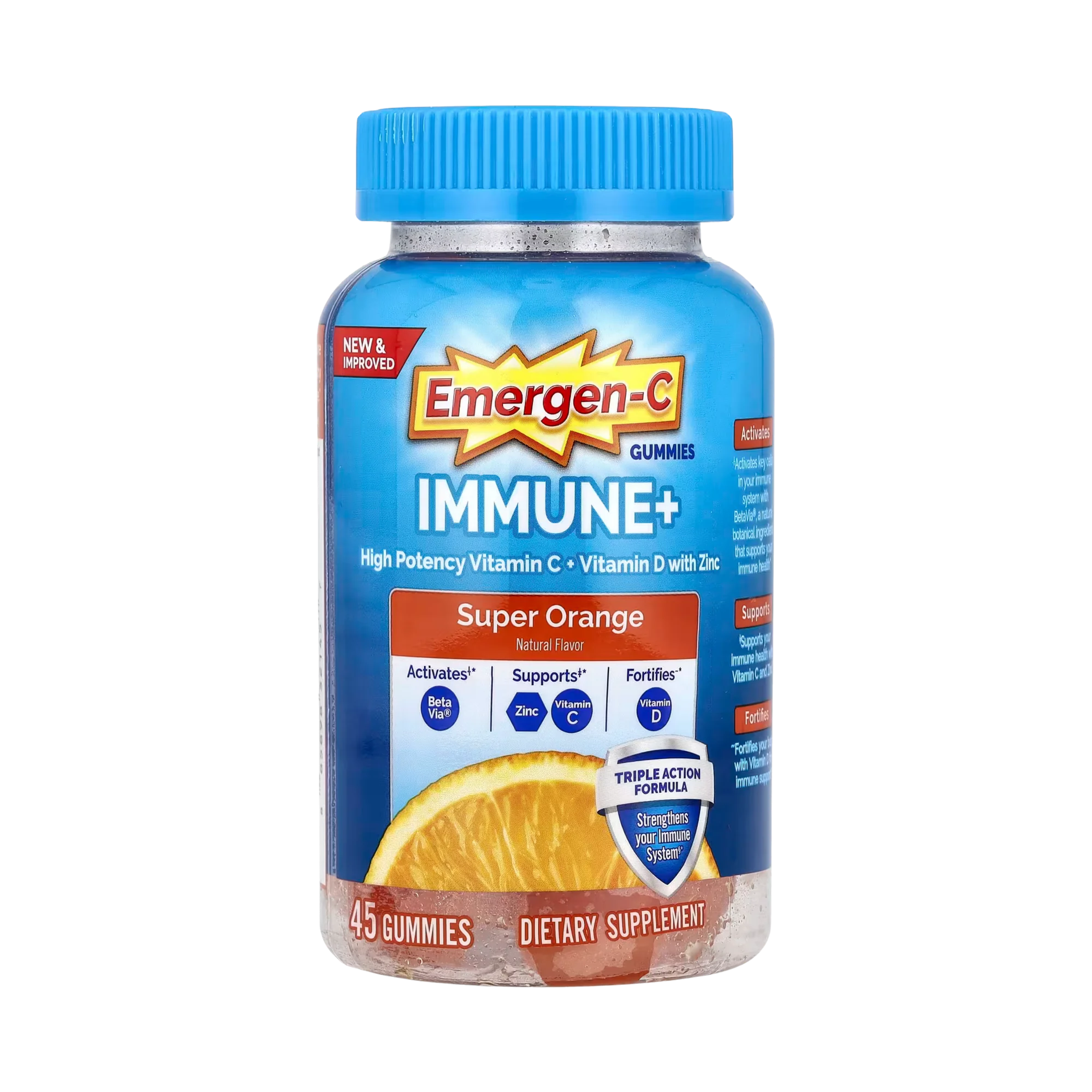Emergen-C, Immune+ Gummies, Super Orange, 45 Gummies
