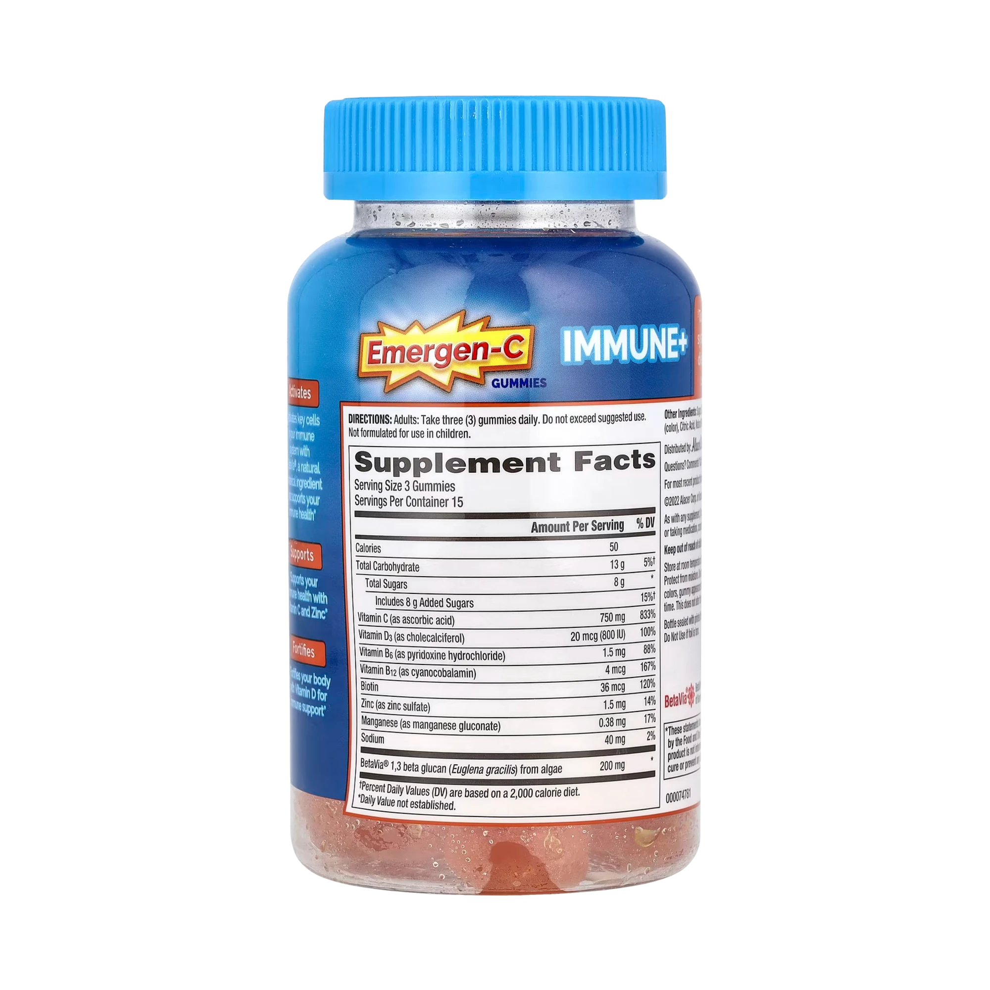 Emergen-C, Immune+ Gummies, Super Orange, 45 Gummies