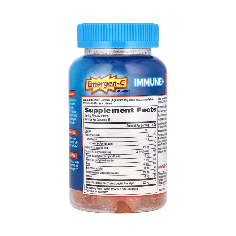 Emergen-C, Immune+ Gummies, Super Orange, 45 Gummies