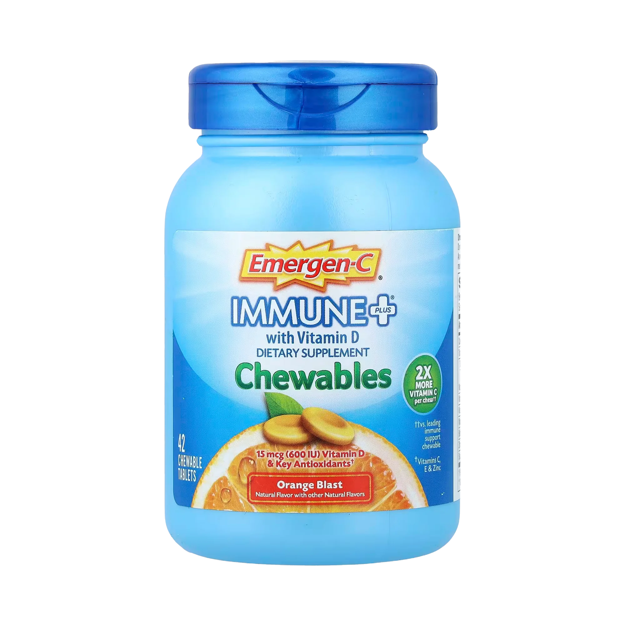 Emergen-C, Immune Plus® With Vitamin D, Orange Blast, 42 Chewable Tablets