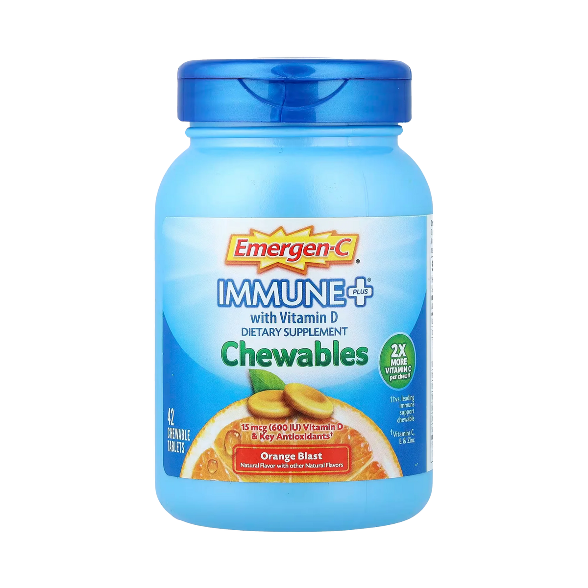 Emergen-C, Immune Plus® With Vitamin D, Orange Blast, 42 Chewable Tablets