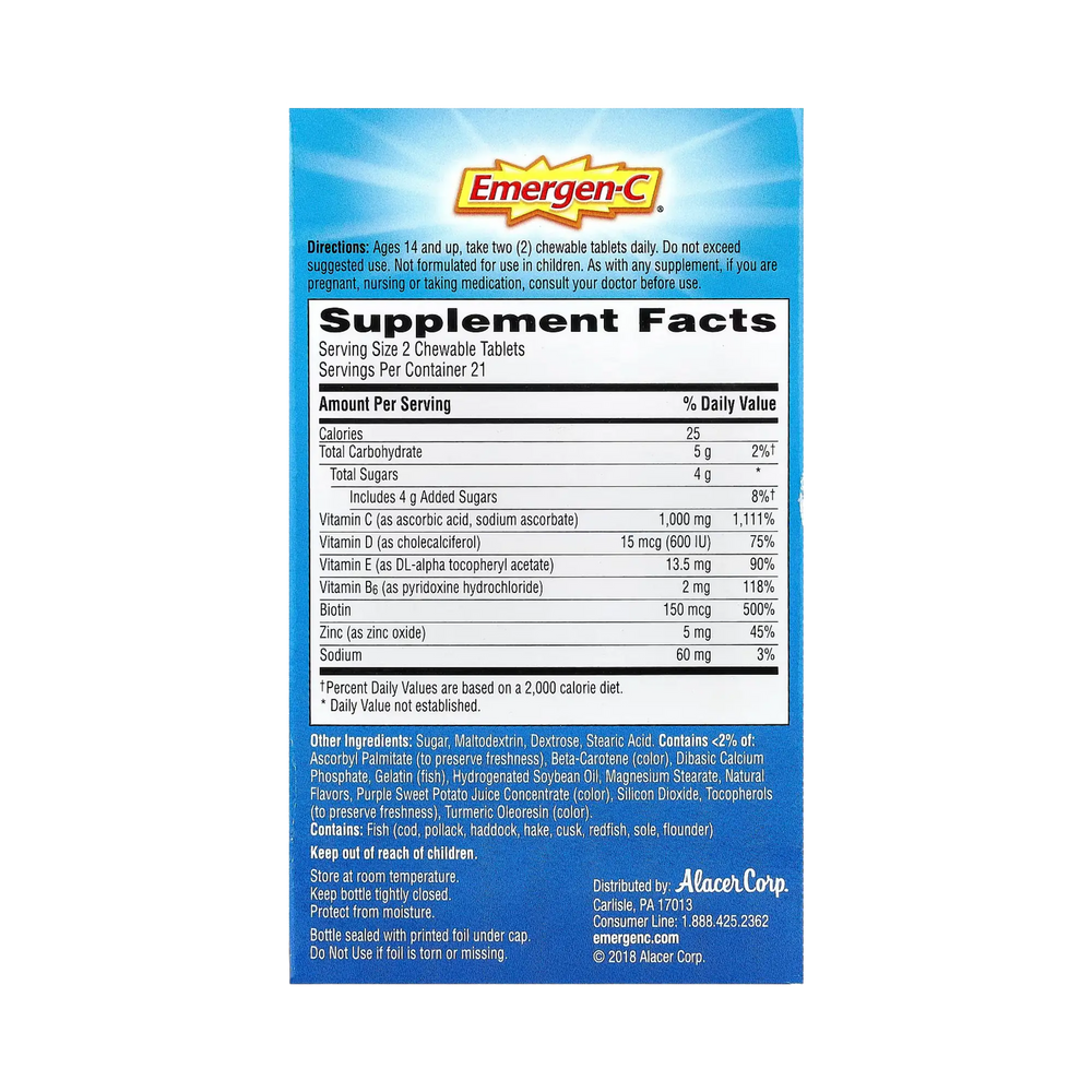 Emergen-C, Immune Plus® With Vitamin D, Orange Blast, 42 Chewable Tablets