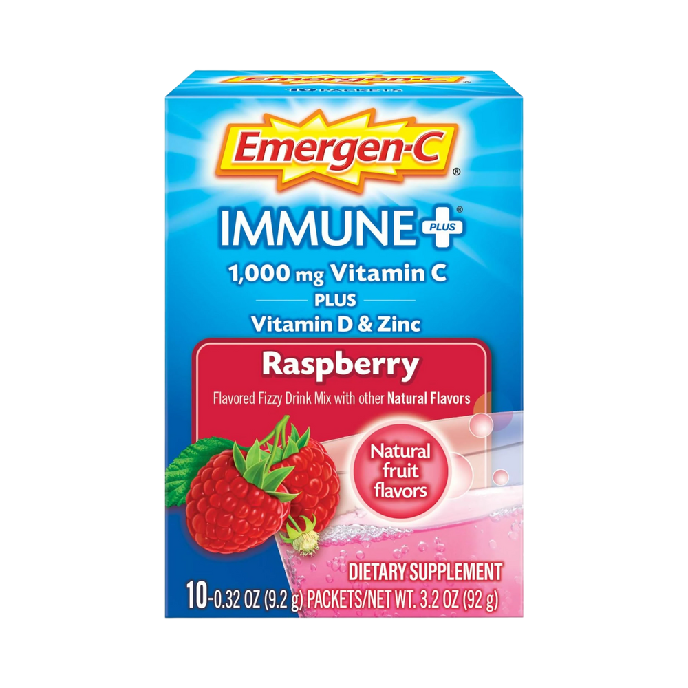 Emergen-C, Immune+ Vitamin C Powder, Raspberry Flavor, 1000 Mg, 10 Count