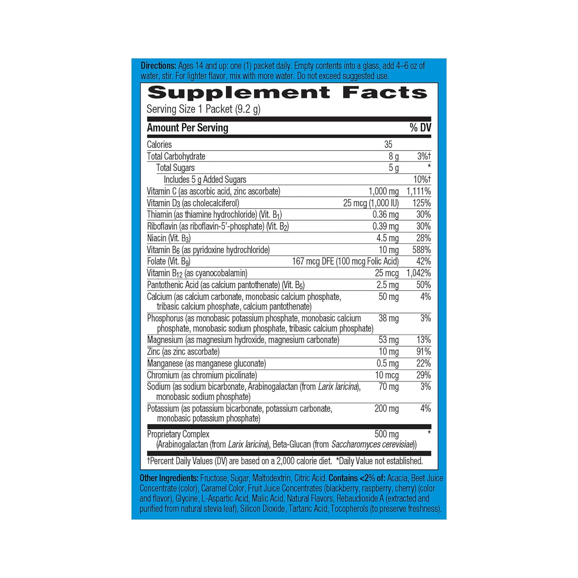 Emergen-C, Immune+ Vitamin C Powder, Raspberry Flavor, 1000 Mg, 10 Count