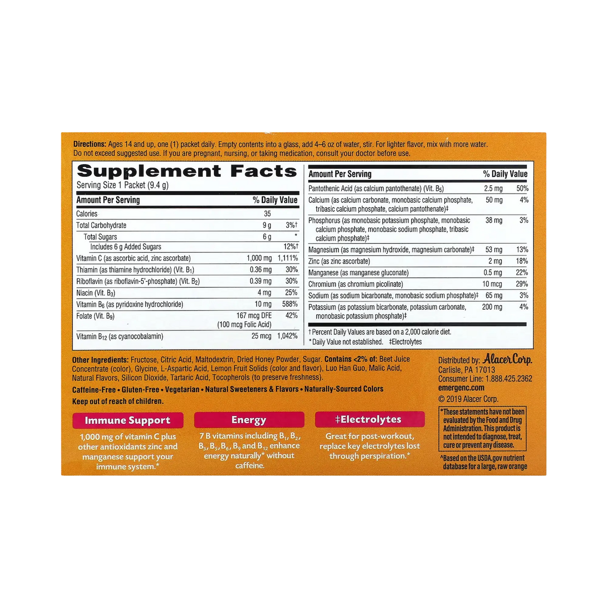 Emergen-C, Vitamin C, Pink Lemonade, 1,000 Mg, 30 Packets, 0.33 Oz