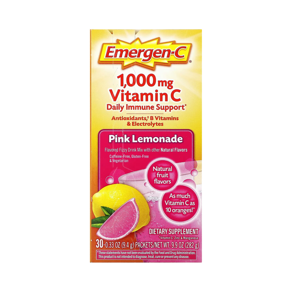 Emergen-C, Vitamin C, Pink Lemonade, 1,000 Mg, 30 Packets, 0.33 Oz
