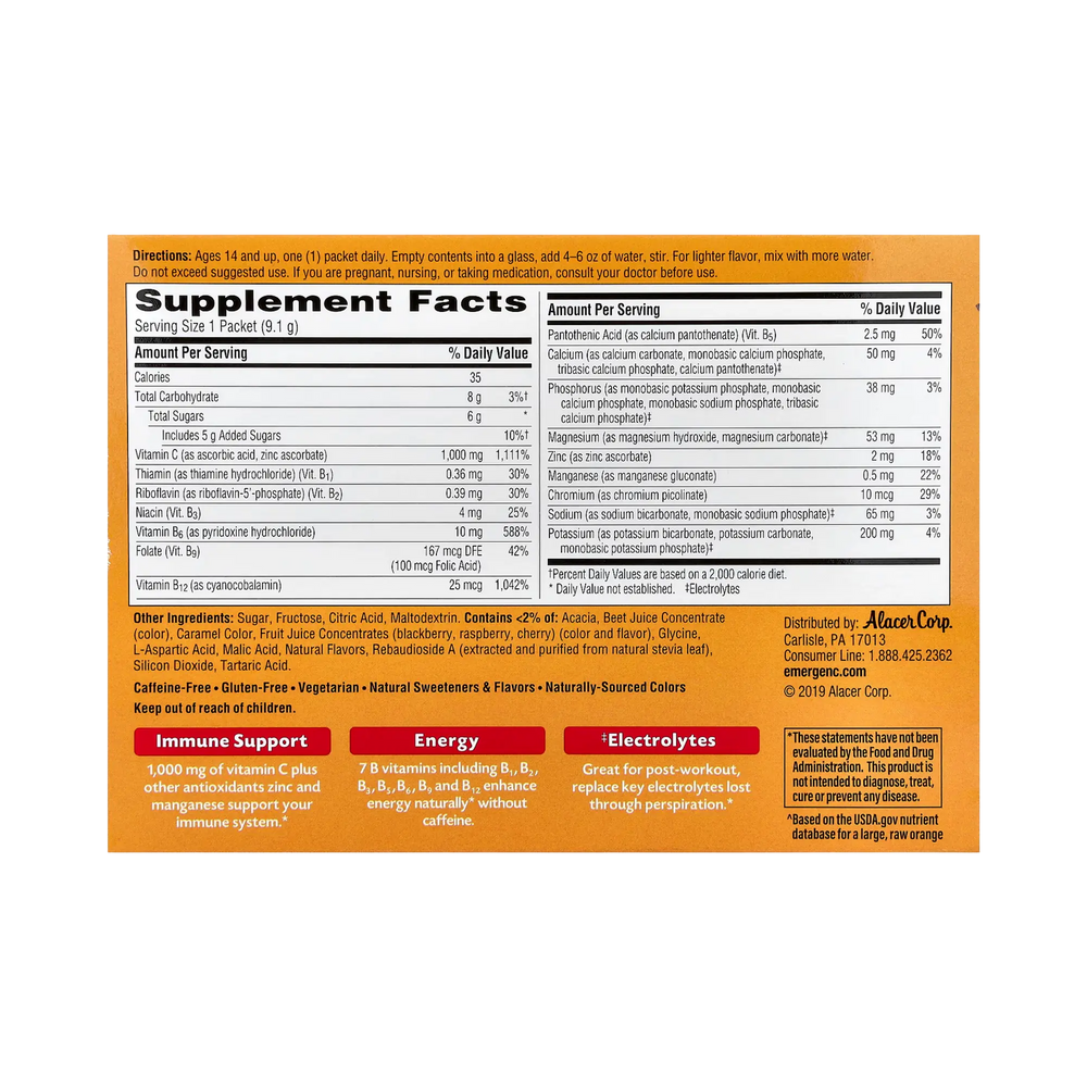 Emergen-C, Vitamin C, Raspberry, 30 Packets, 0.32 Oz