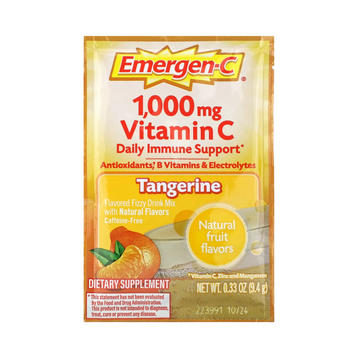 Emergen-C, Vitamin C, Tangerine, 1,000 Mg, 30 Packets, 0.33 Oz