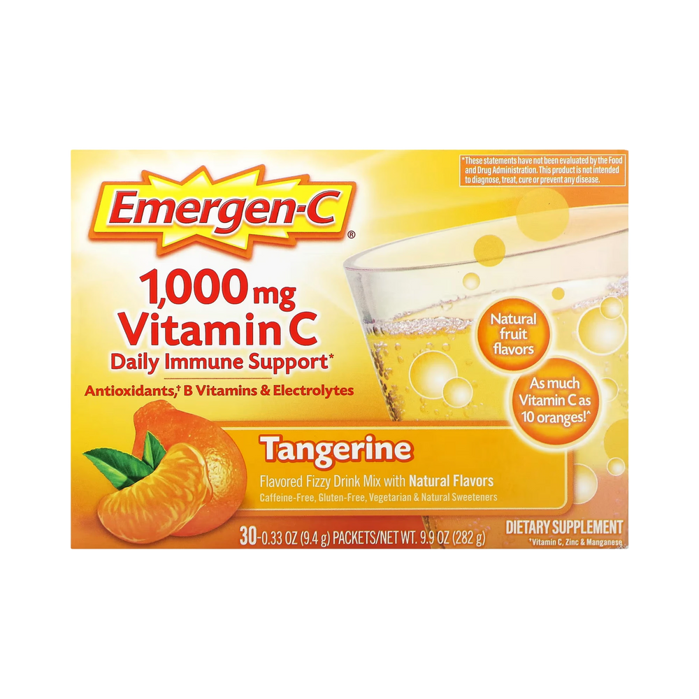 Emergen-C, Vitamin C, Tangerine, 1,000 Mg, 30 Packets, 0.33 Oz