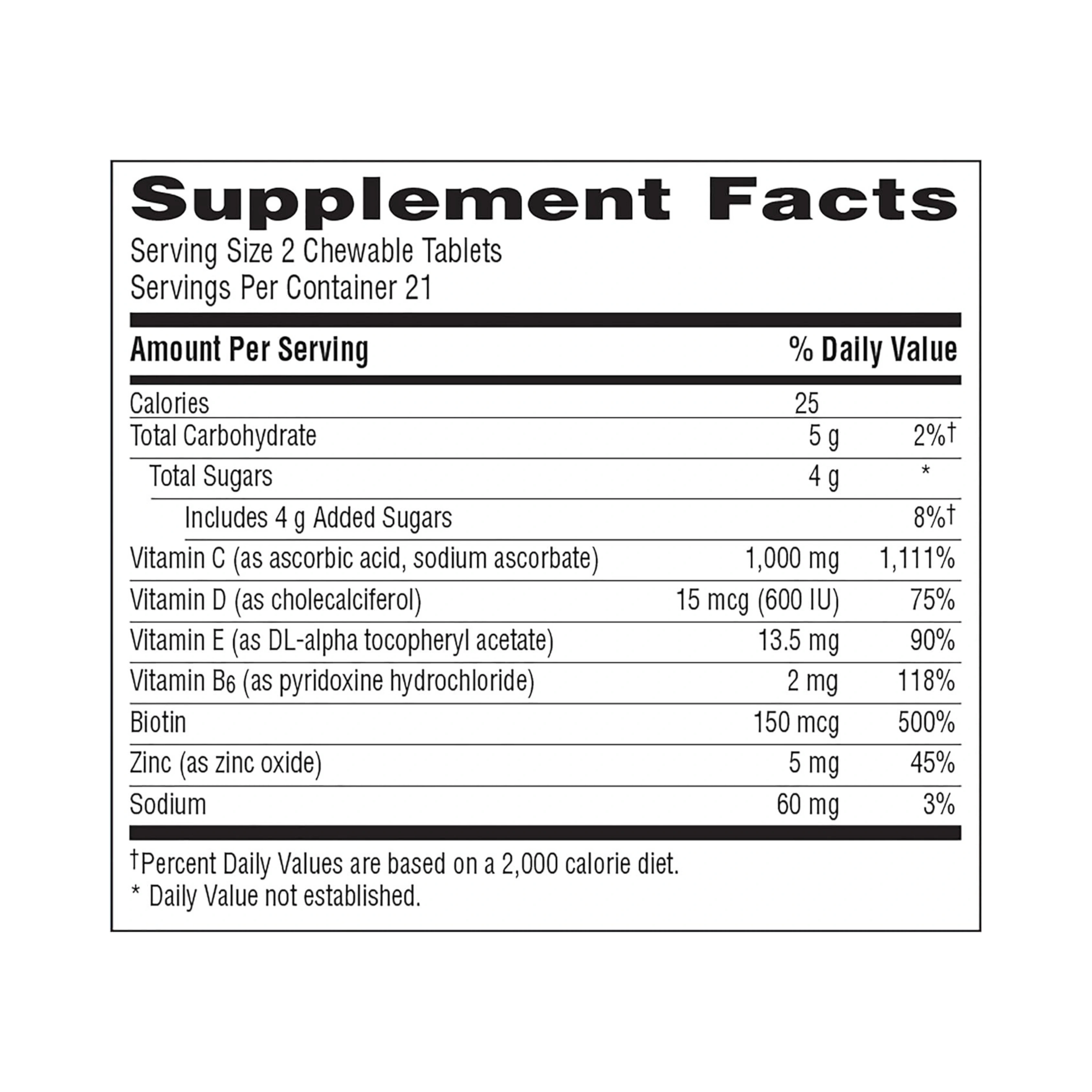 Emergen-C, Vitamin C with Vitamin D Chewable Tablets, 1000 Mg, 42 Count
