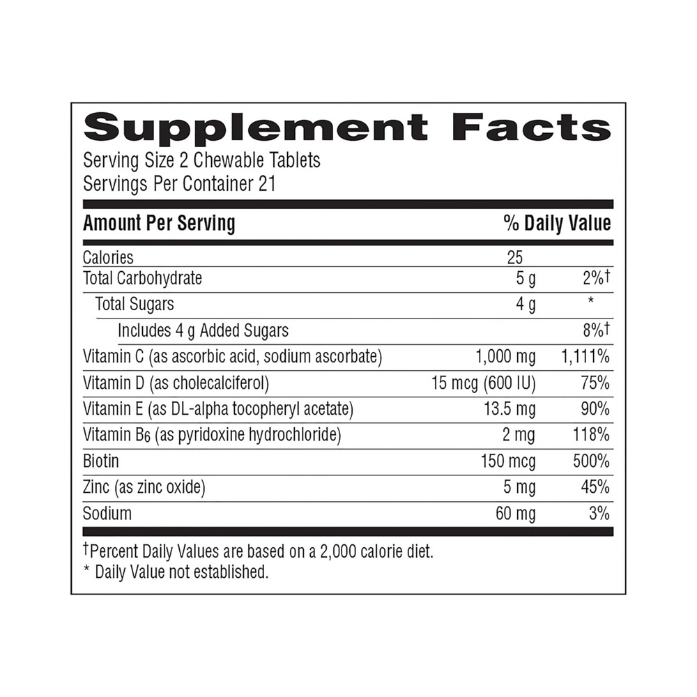 Emergen-C, Vitamin C with Vitamin D Chewable Tablets, 1000 Mg, 42 Count