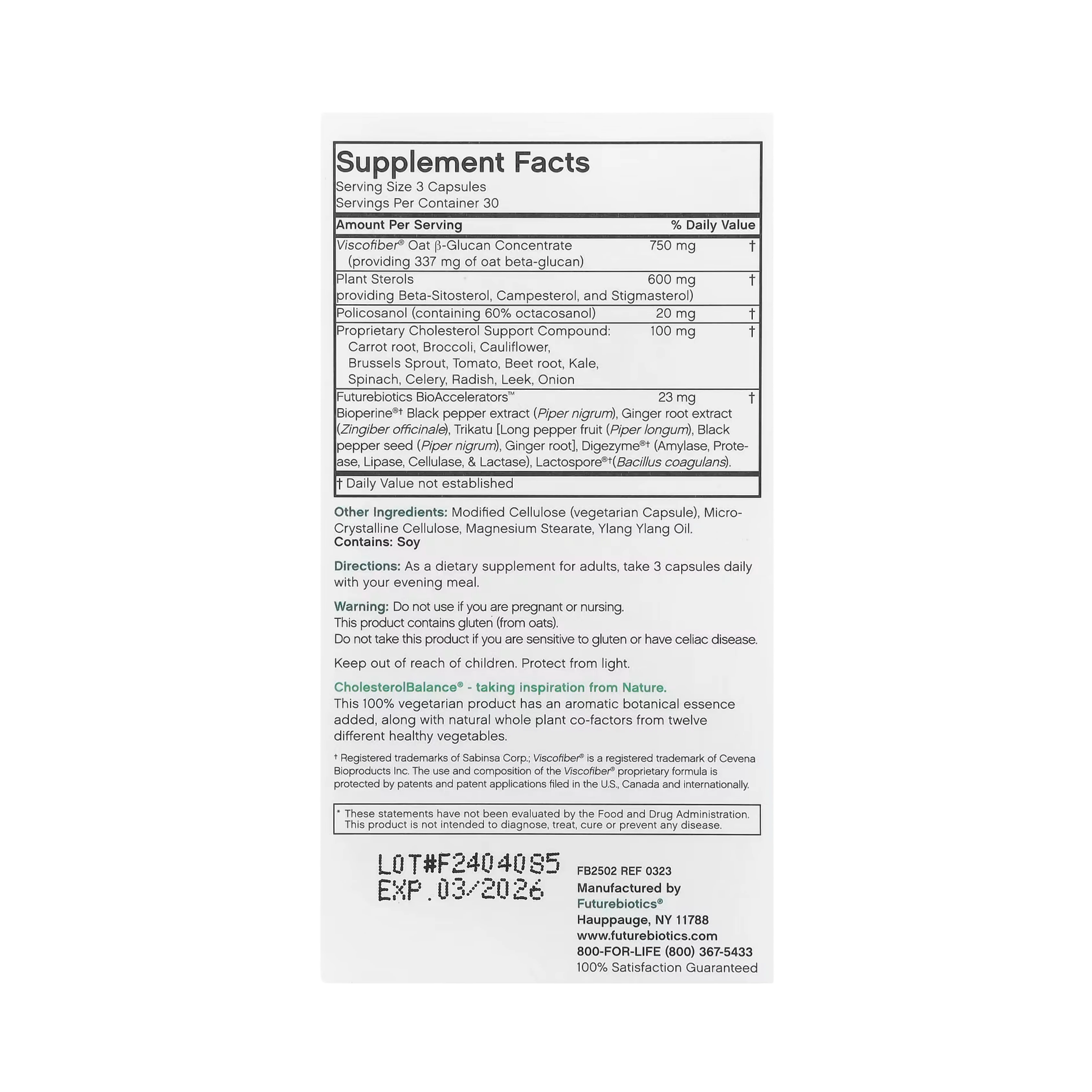 Futurebiotics, Cholesterol Balance, 90 Vegetarian Capsules