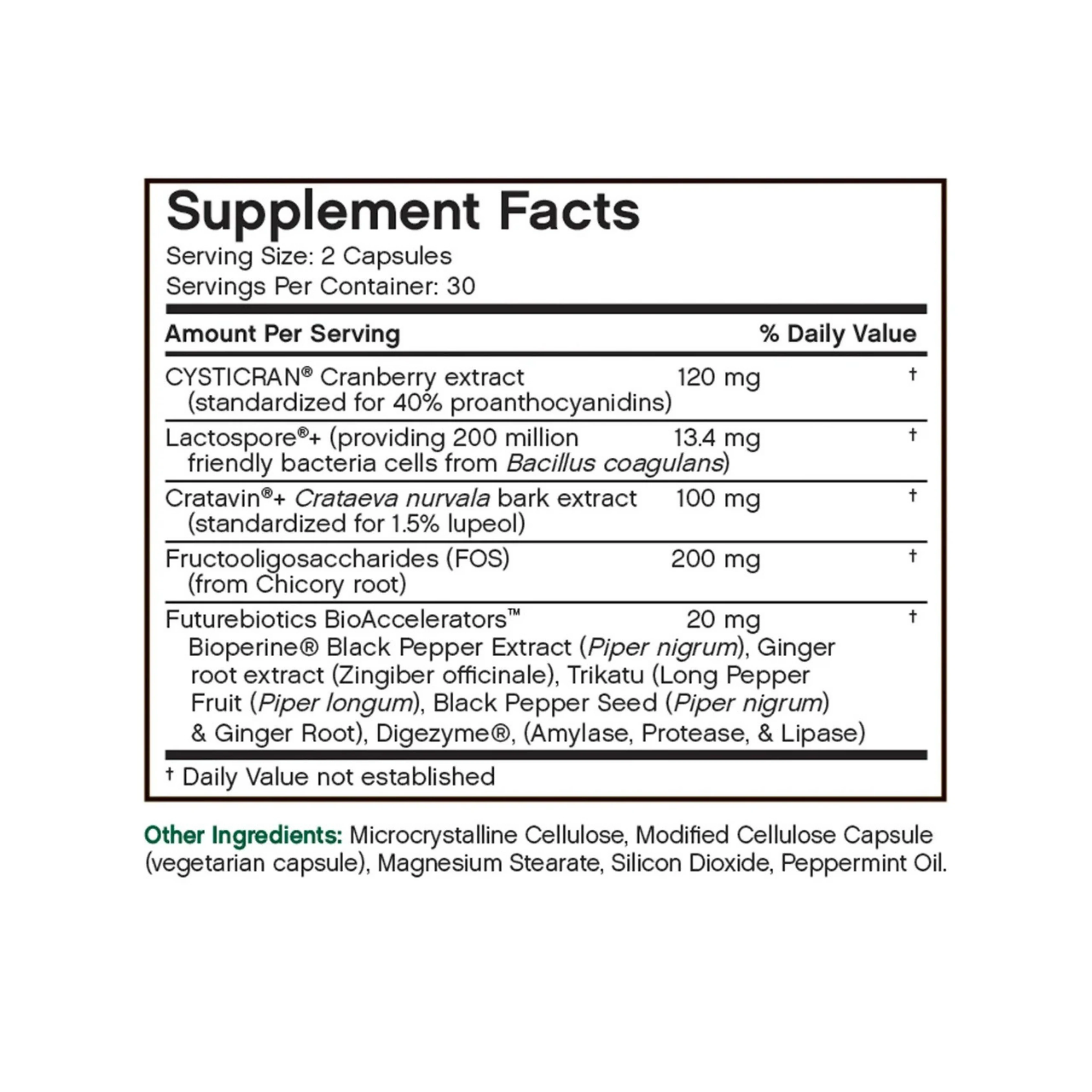 Futurebiotics, CranBiotic No-Sugar Cranberry + Probiotic, 60 Vegetarian Capsules