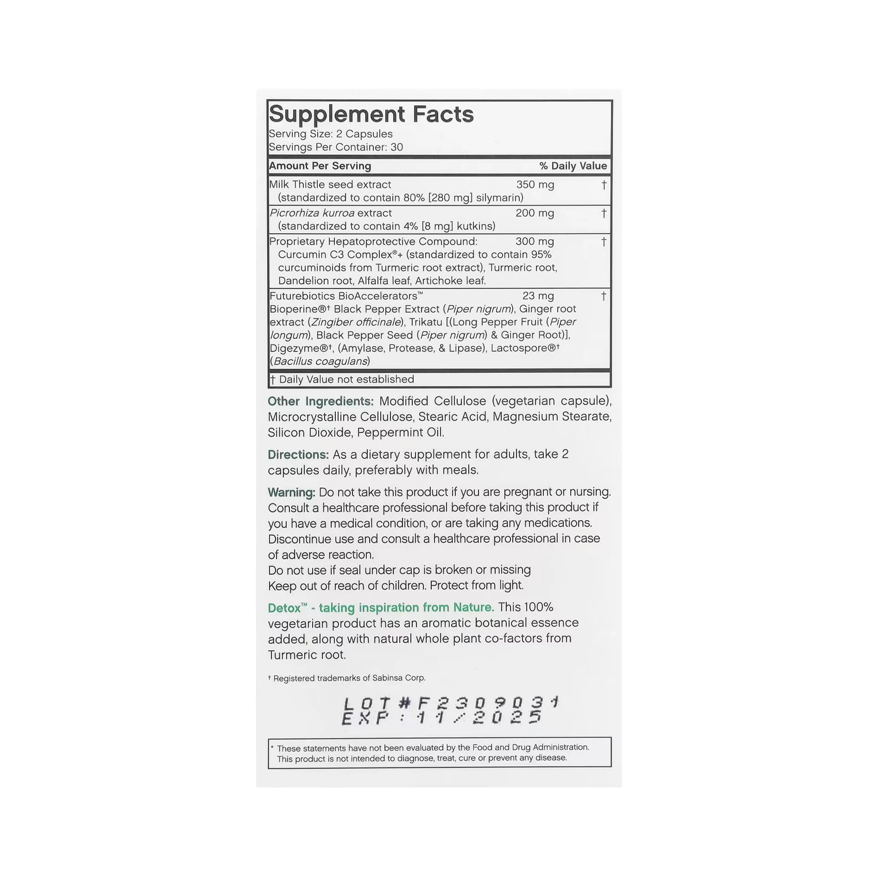 Futurebiotics, Detox, Daily Liver Support, 60 Vegetarian Capsules