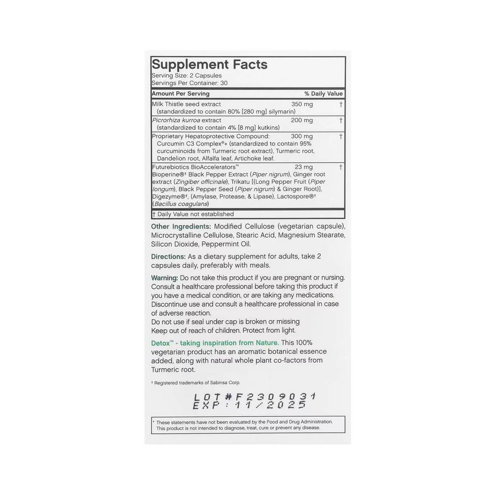 Futurebiotics, Detox, Daily Liver Support, 60 Vegetarian Capsules