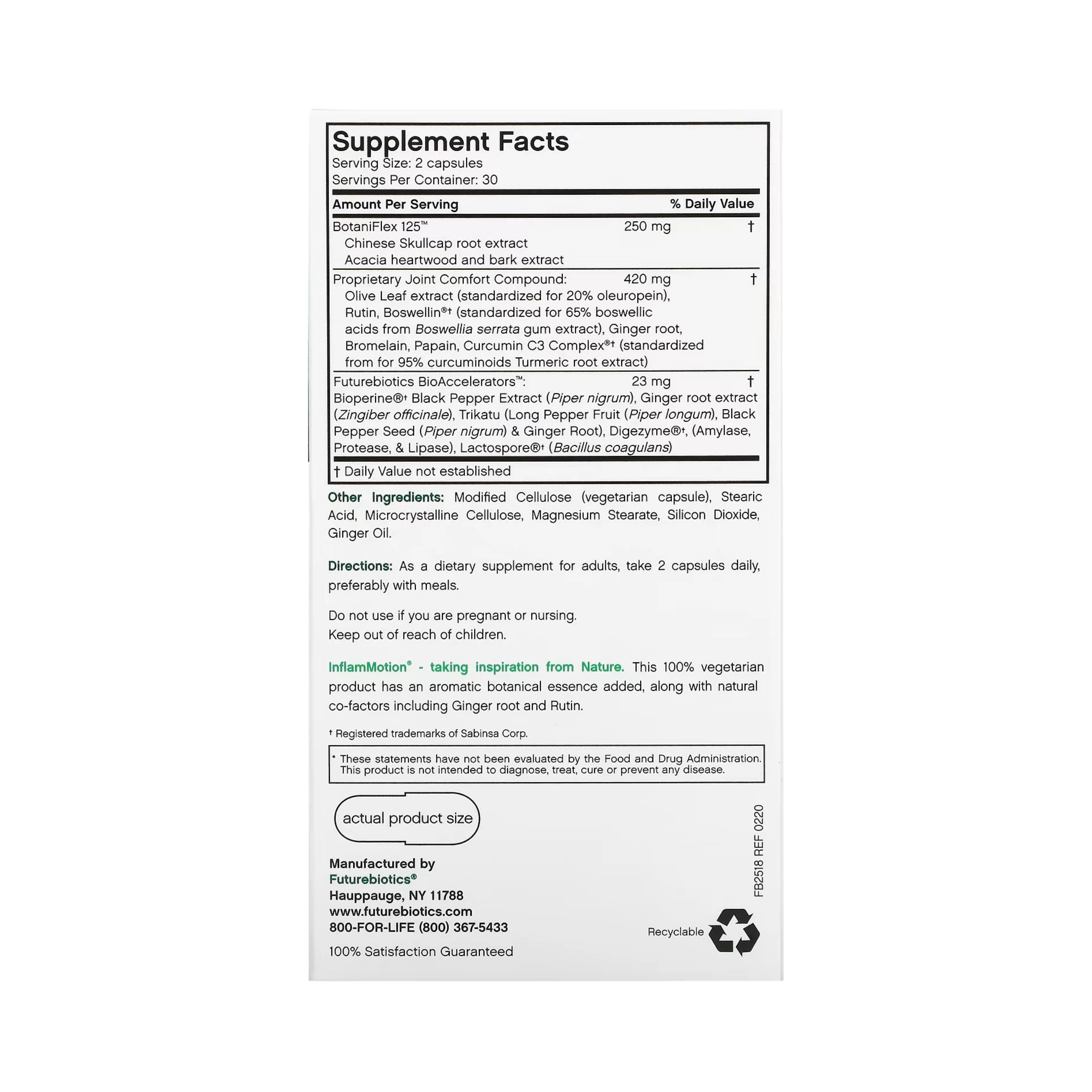 Futurebiotics, InflamMotion, Joint Inflammation Complex, 60 Vegetarian Capsules