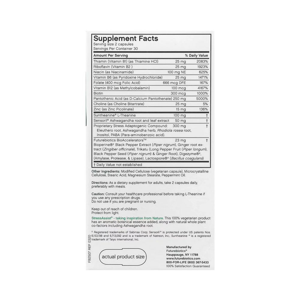 Futurebiotics, Stressassist, L-Theanine Stress Complex, 60 Vegetarian Capsules