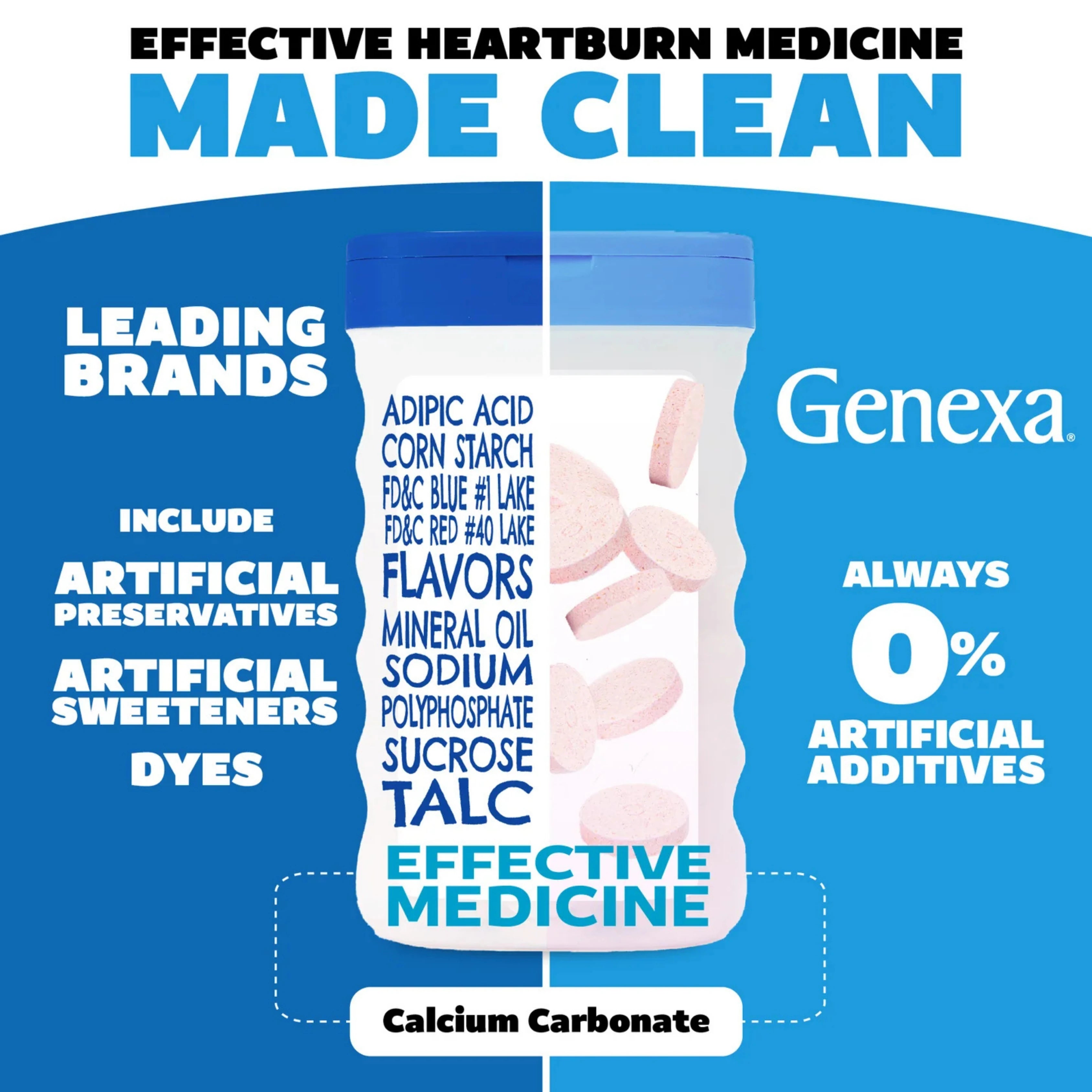 Genexa, Antacid, Maximum Strength, Organic Berry & Vanilla, 1,000 mg, 72 Chewable Tablets