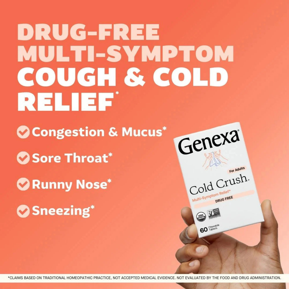 Genexa, Cold Crush, Non-Drowsy Organic Cold & Cough, Organic Acai Berry, 60 Chewable Tablets