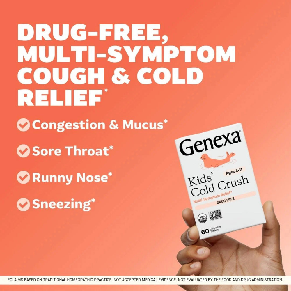 Genexa, Kids´ Cold Crush, Ages 4-11, Organic Acai Berry, 60 Chewable Tablets