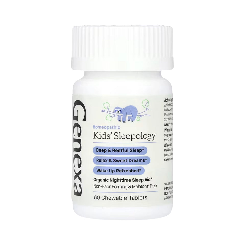 Genexa, Kids' Sleepology, Organic Nighttime Sleep Aid, Ages 3-11, Vanilla Lavender, 60 Chewable Tablets