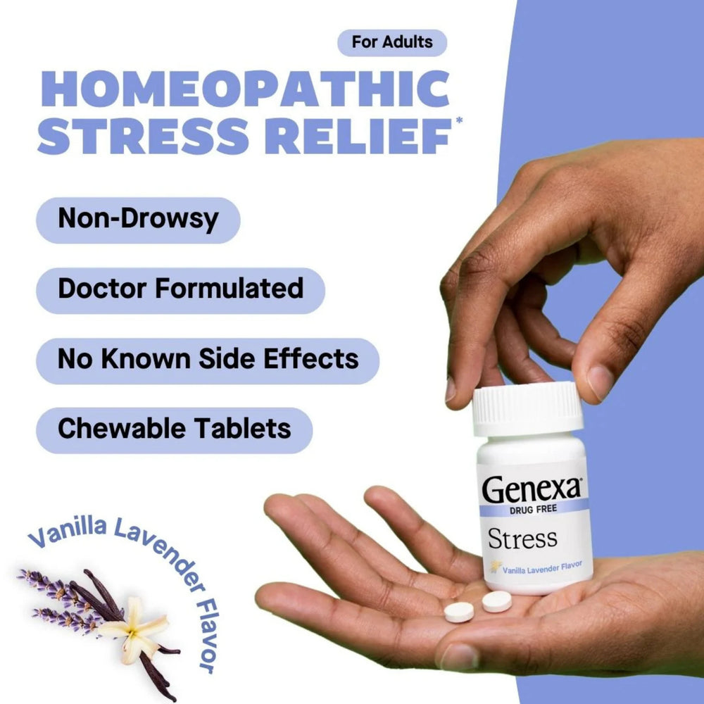 Genexa, Stress, Organic Stress & Fatigue Formula, Vanilla & Lavender, 60 Chewable Tablets