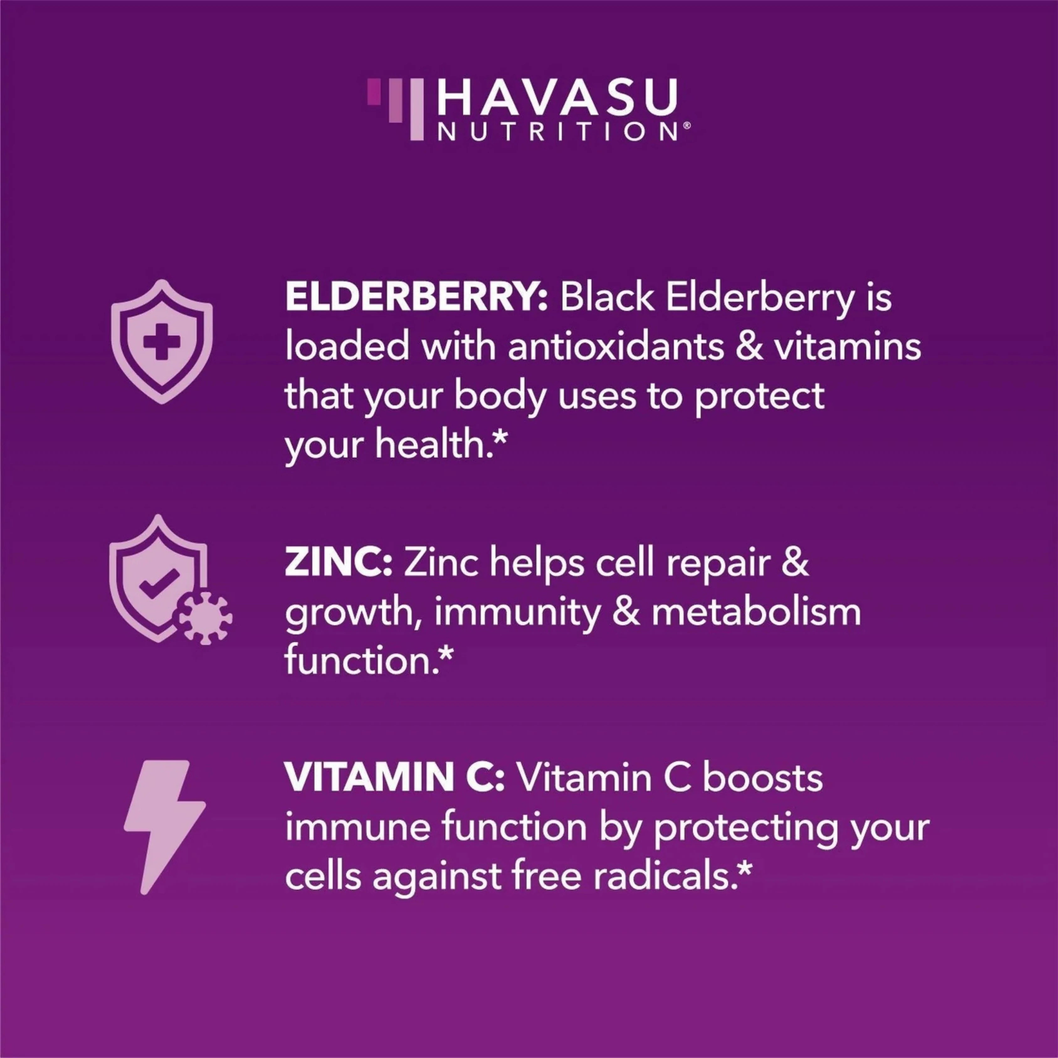 Havasu Nutrition, Elderberry Gummies, Natural Berry, 60 Gummies