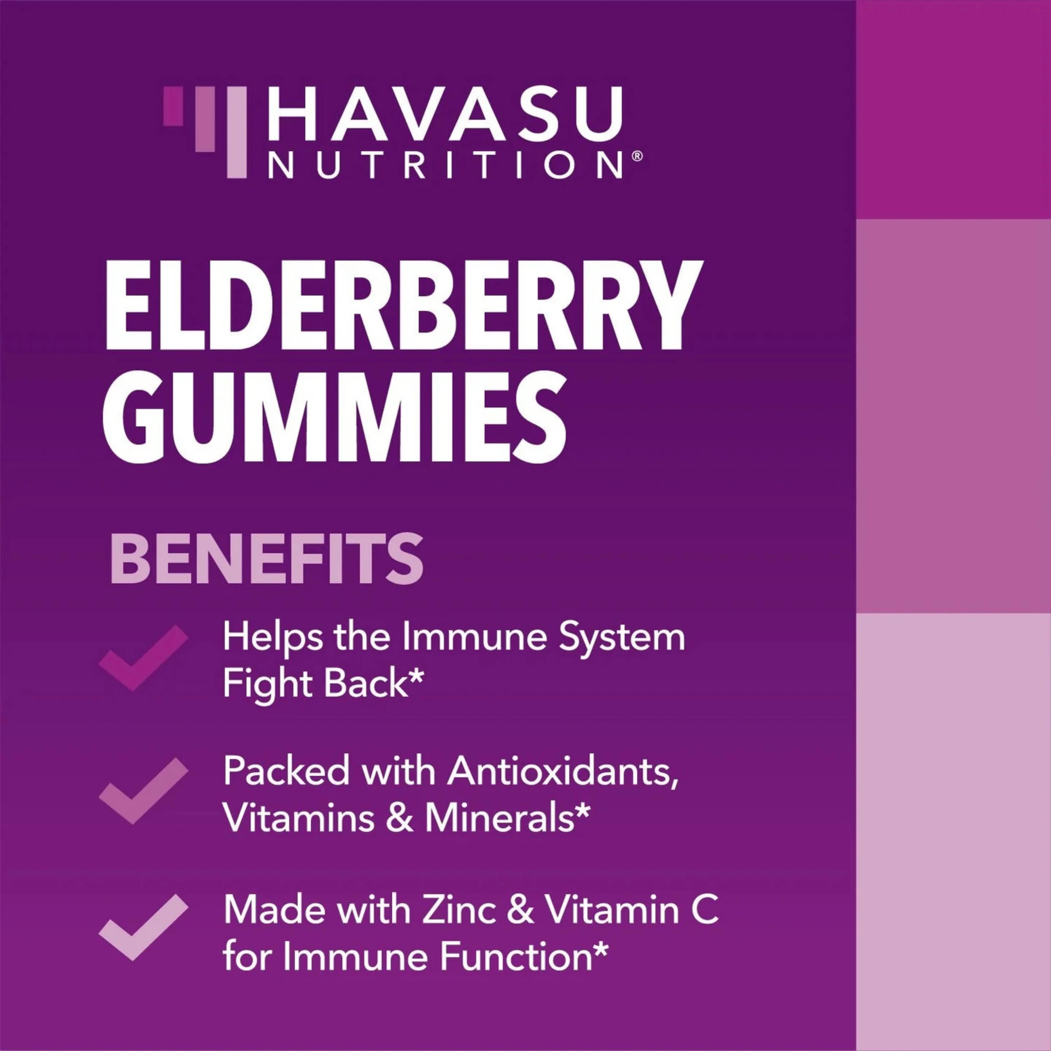 Havasu Nutrition, Elderberry Gummies, Natural Berry, 60 Gummies