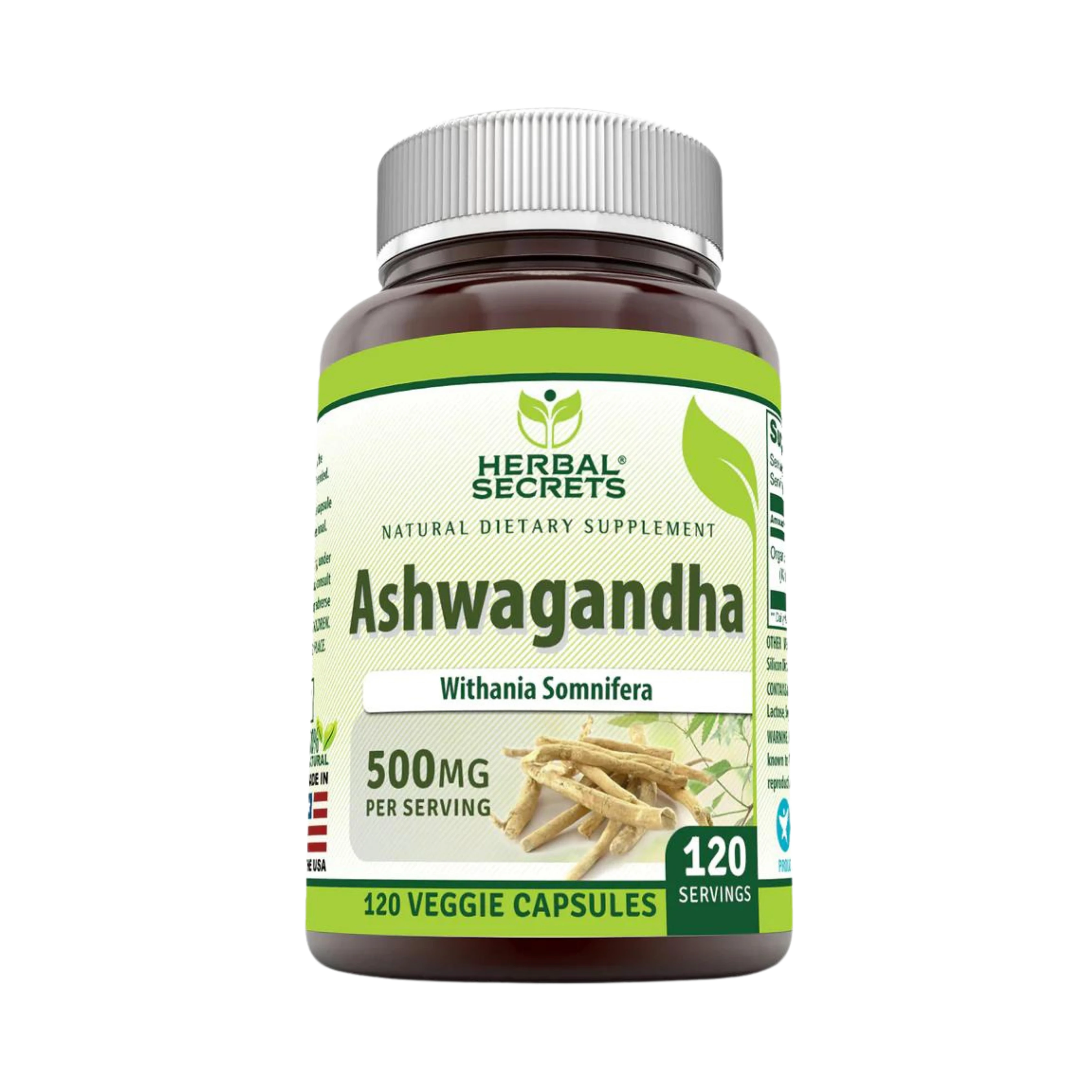 Herbal Secrets, Ashwagandha, 500 Mg, 120 Veggie Capsules