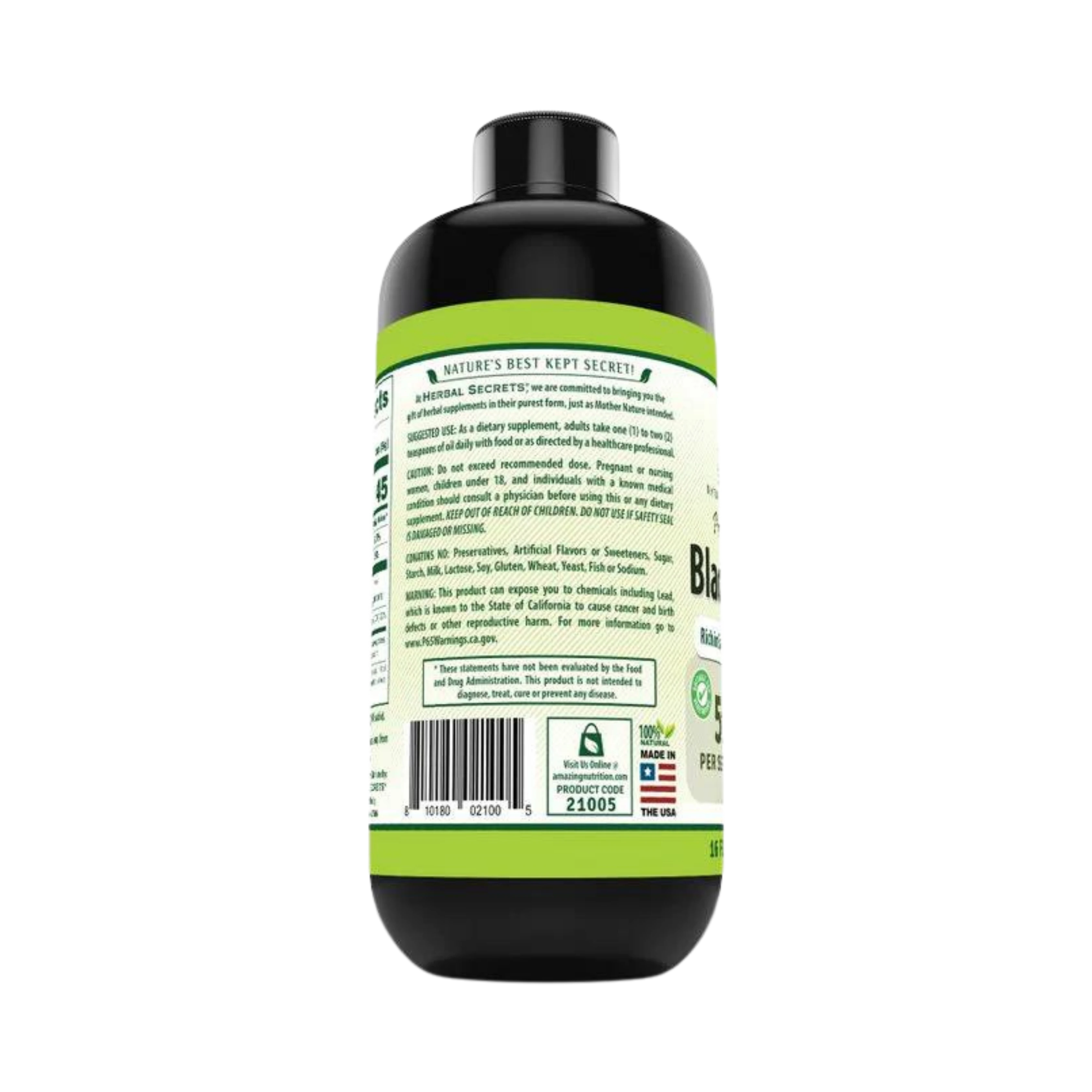 Herbal Secrets, Black Seed Oil, 16 FL OZ