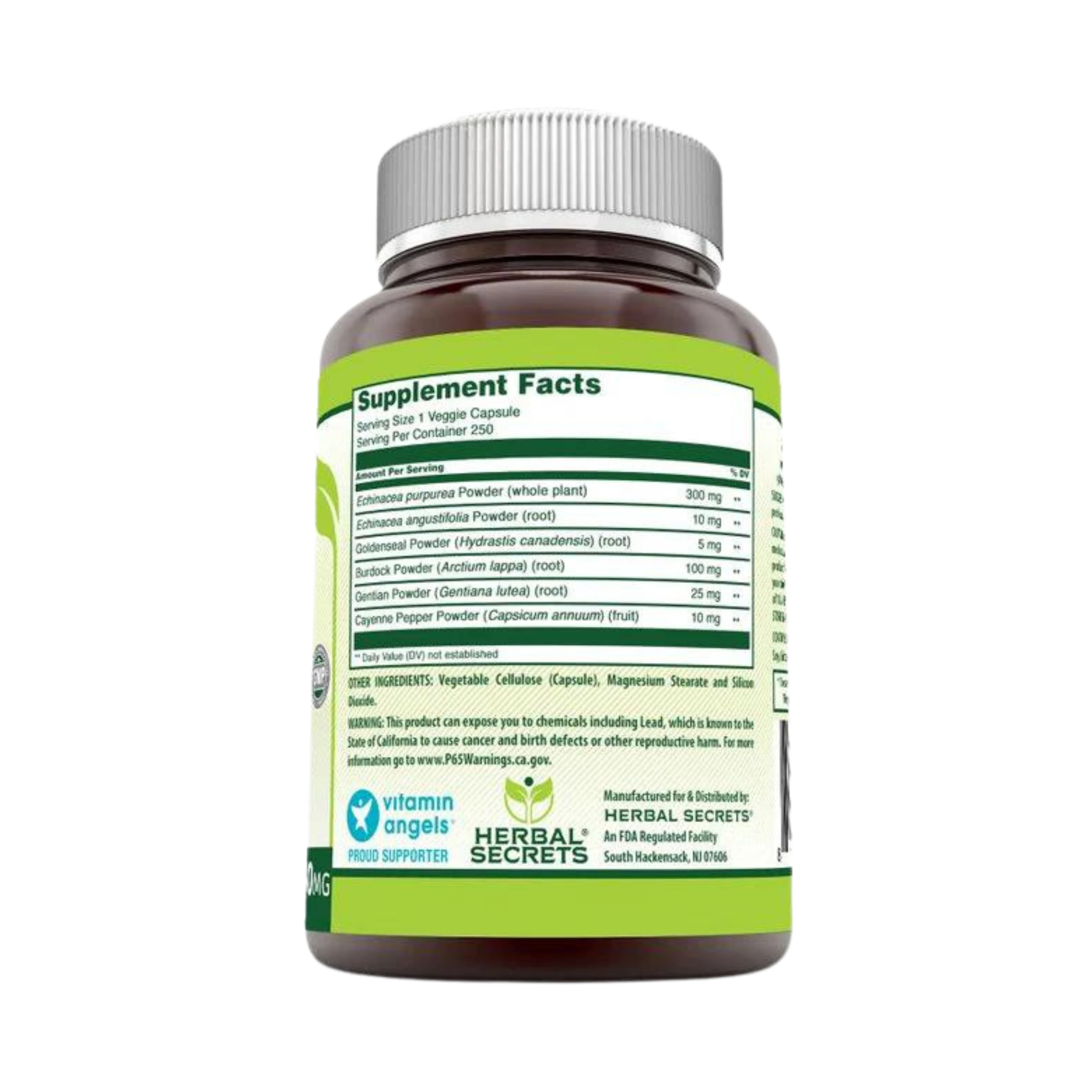 Herbal Secrets, Echinacea & Goldenseal Root, 450 Mg, 250 Veggie Capsules