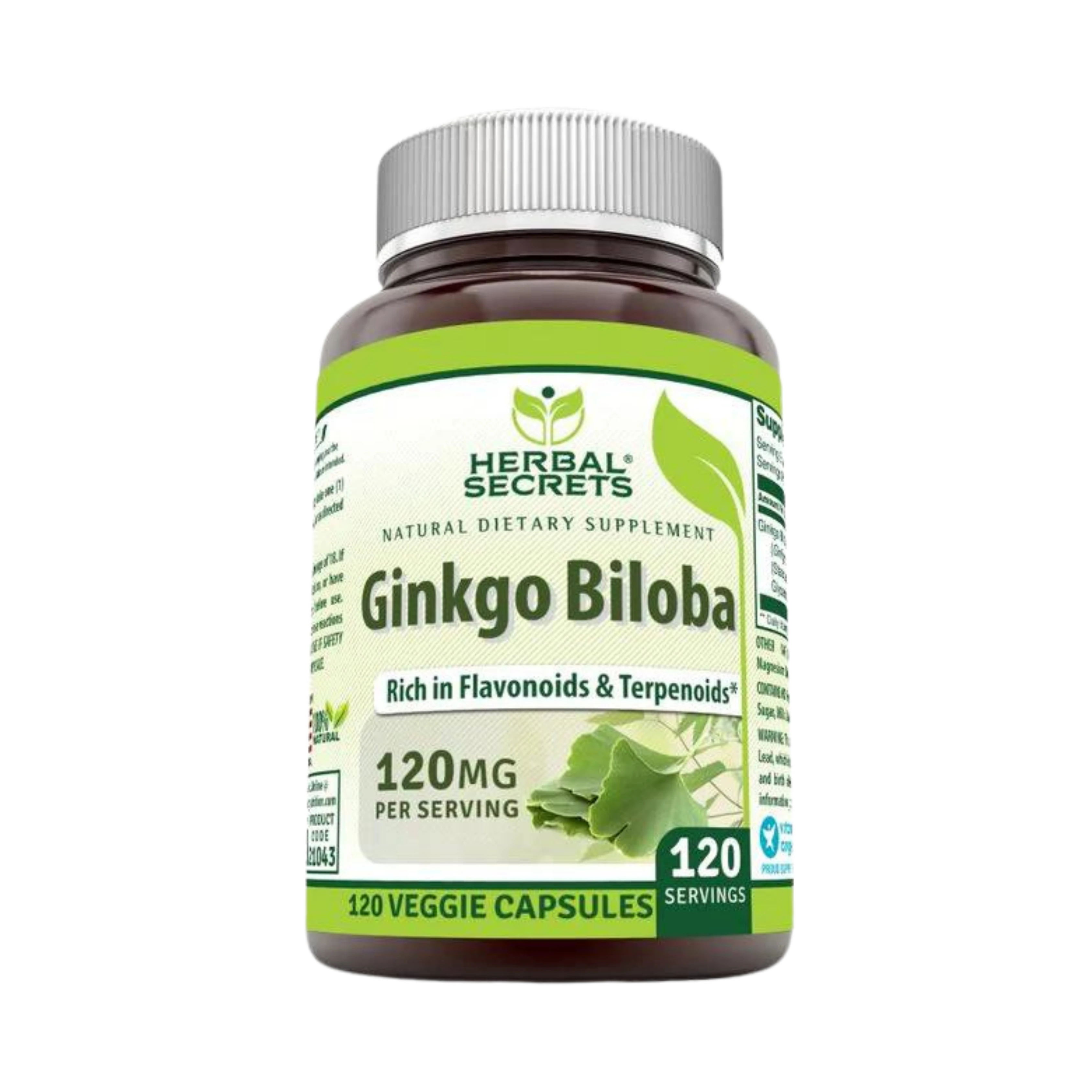 Herbal Secrets, Ginkgo Biloba Supplement, 120 Mg, 120 Capsules