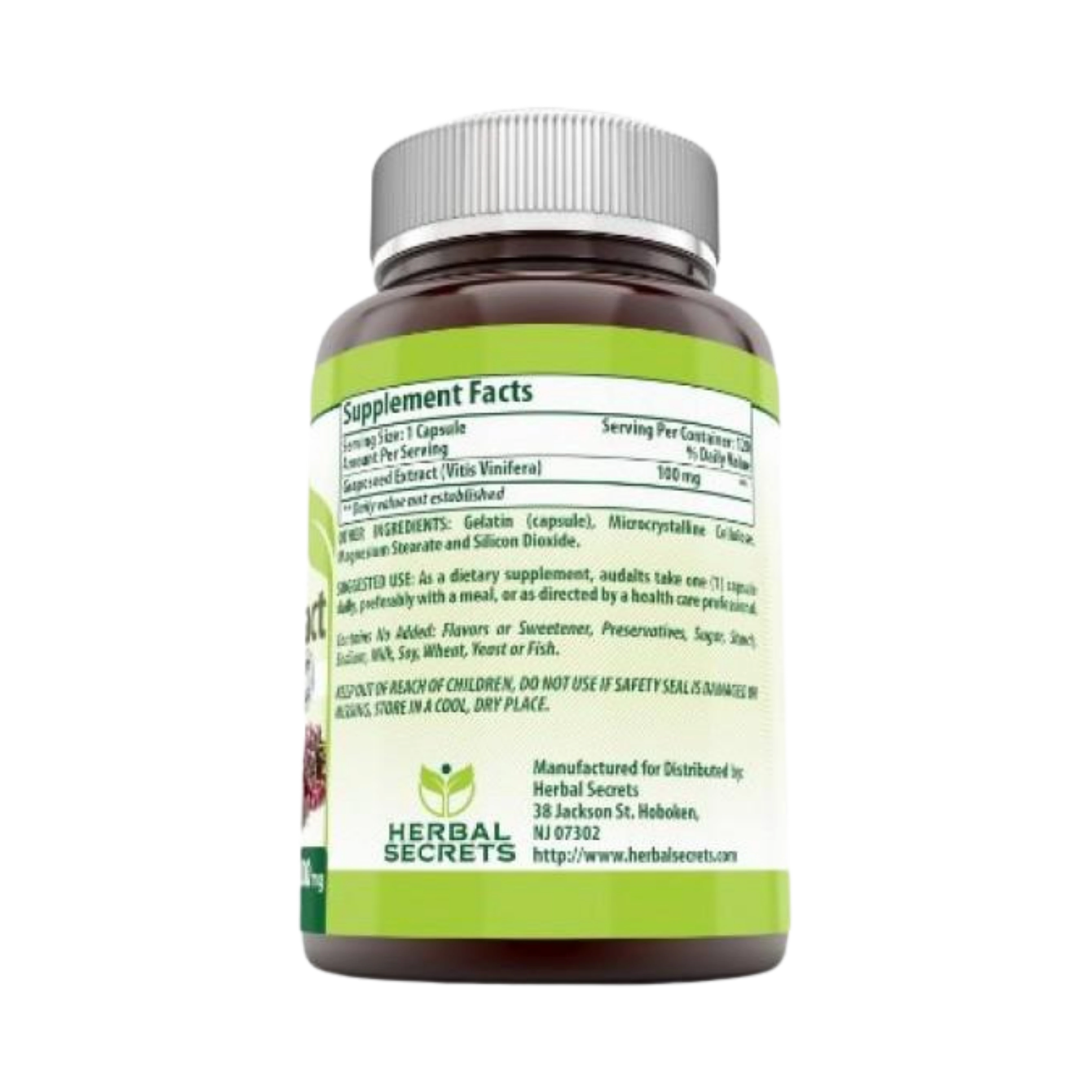 Herbal Secrets, Grapeseed Extract, 100 Mg, 120 Capsules