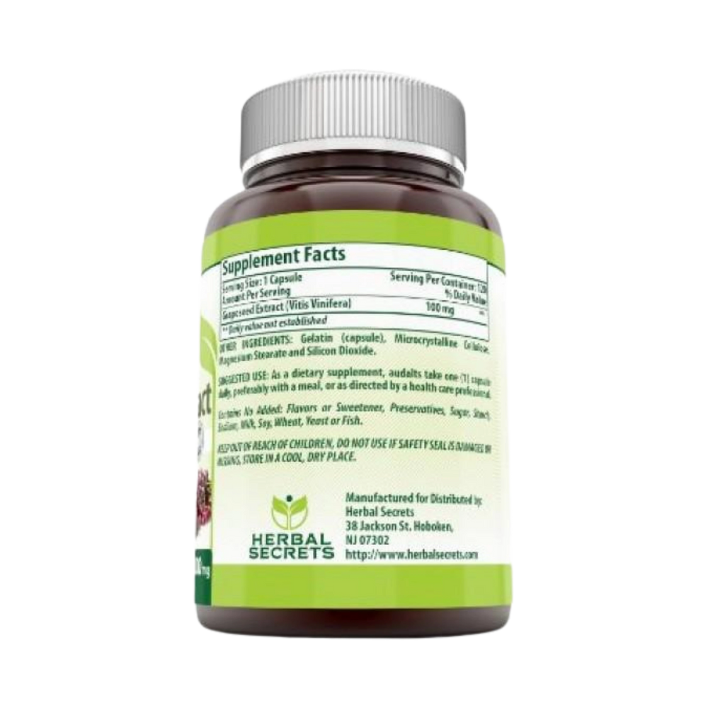 Herbal Secrets, Grapeseed Extract, 100 Mg, 120 Capsules