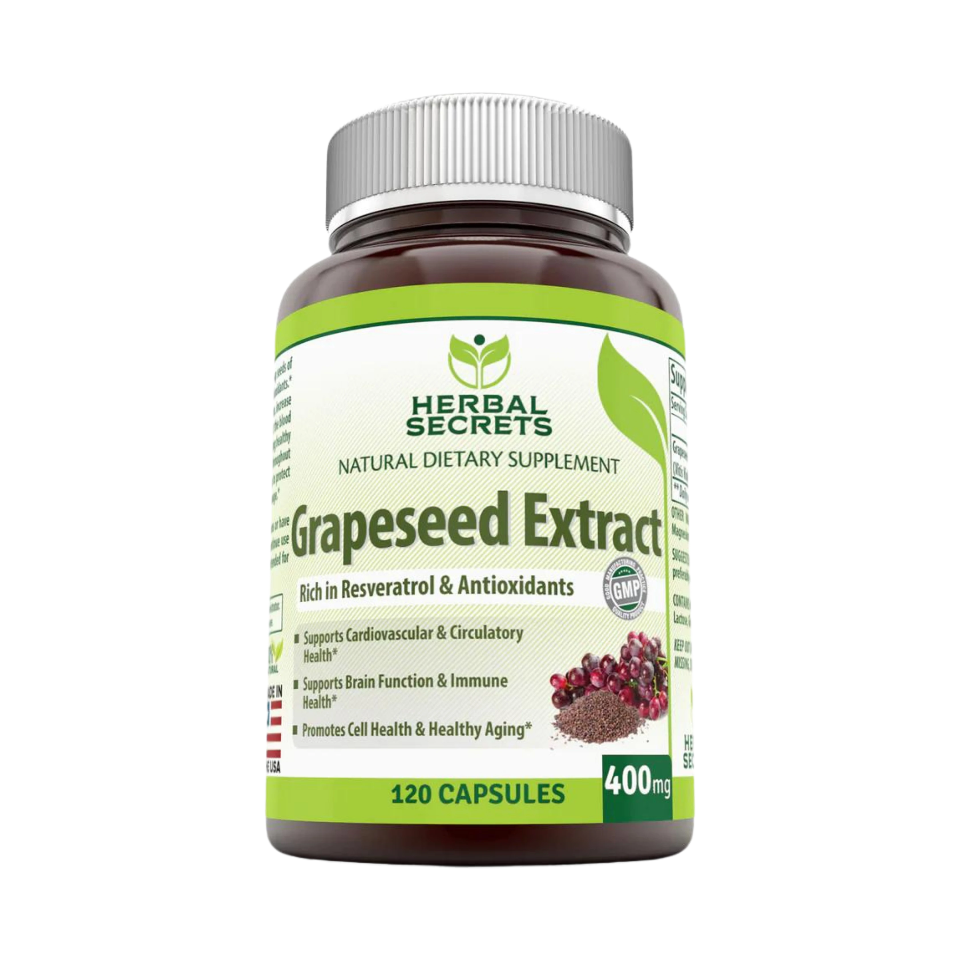 Herbal Secrets, Grapeseed Extract, 400 Mg, 120 Capsules