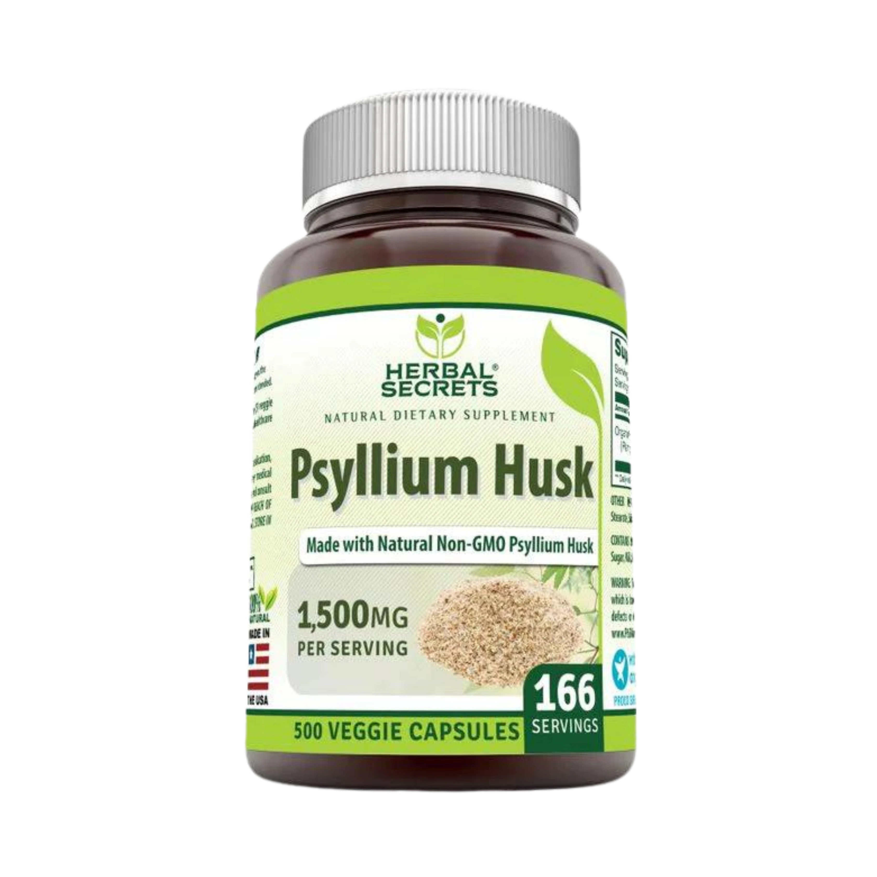 Herbal Secrets, Psyllium Husk, 500 Mg, 500 Veggie Capsules