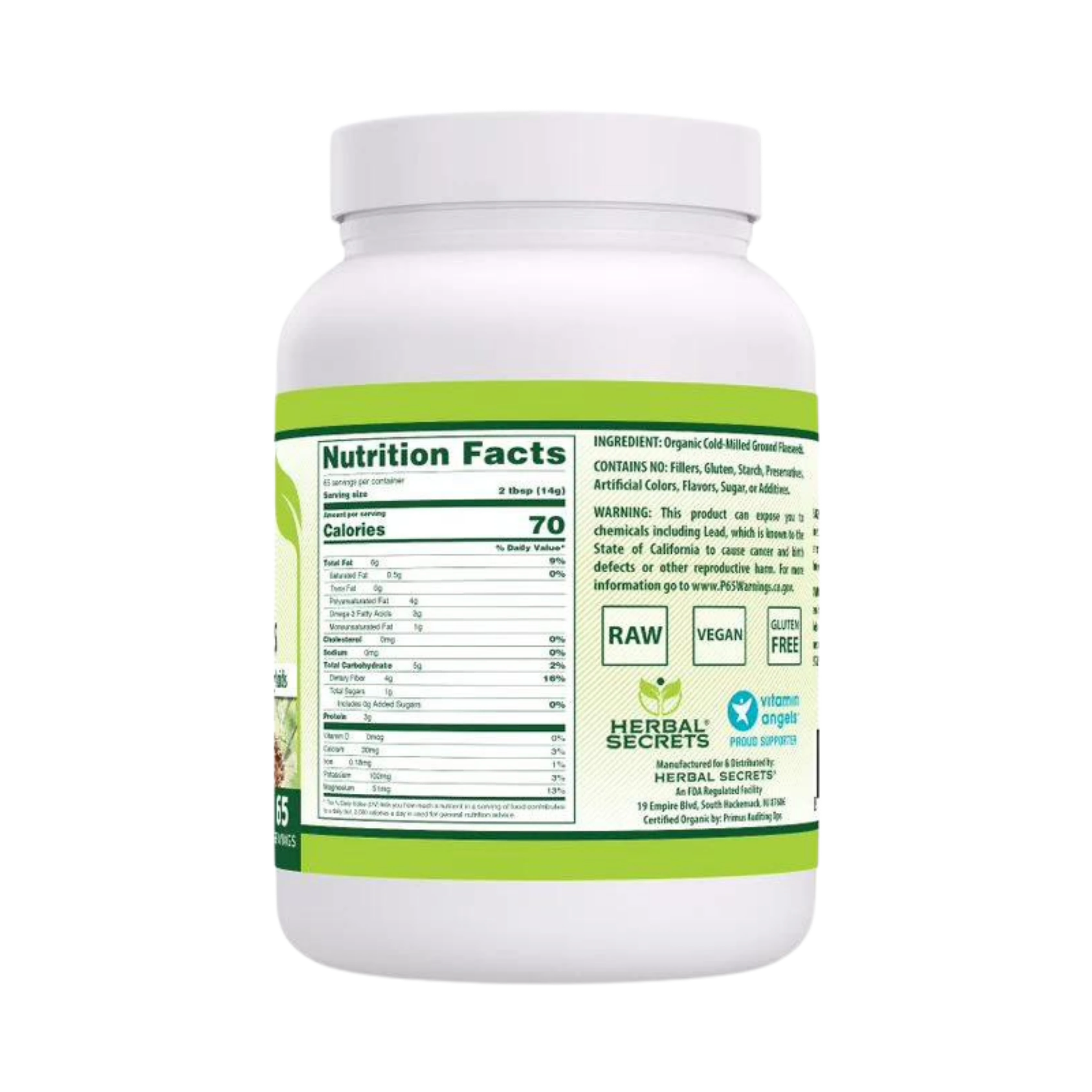 Herbal Secrets, USDA Certified Organic Flax Seeds, 2 Lbs