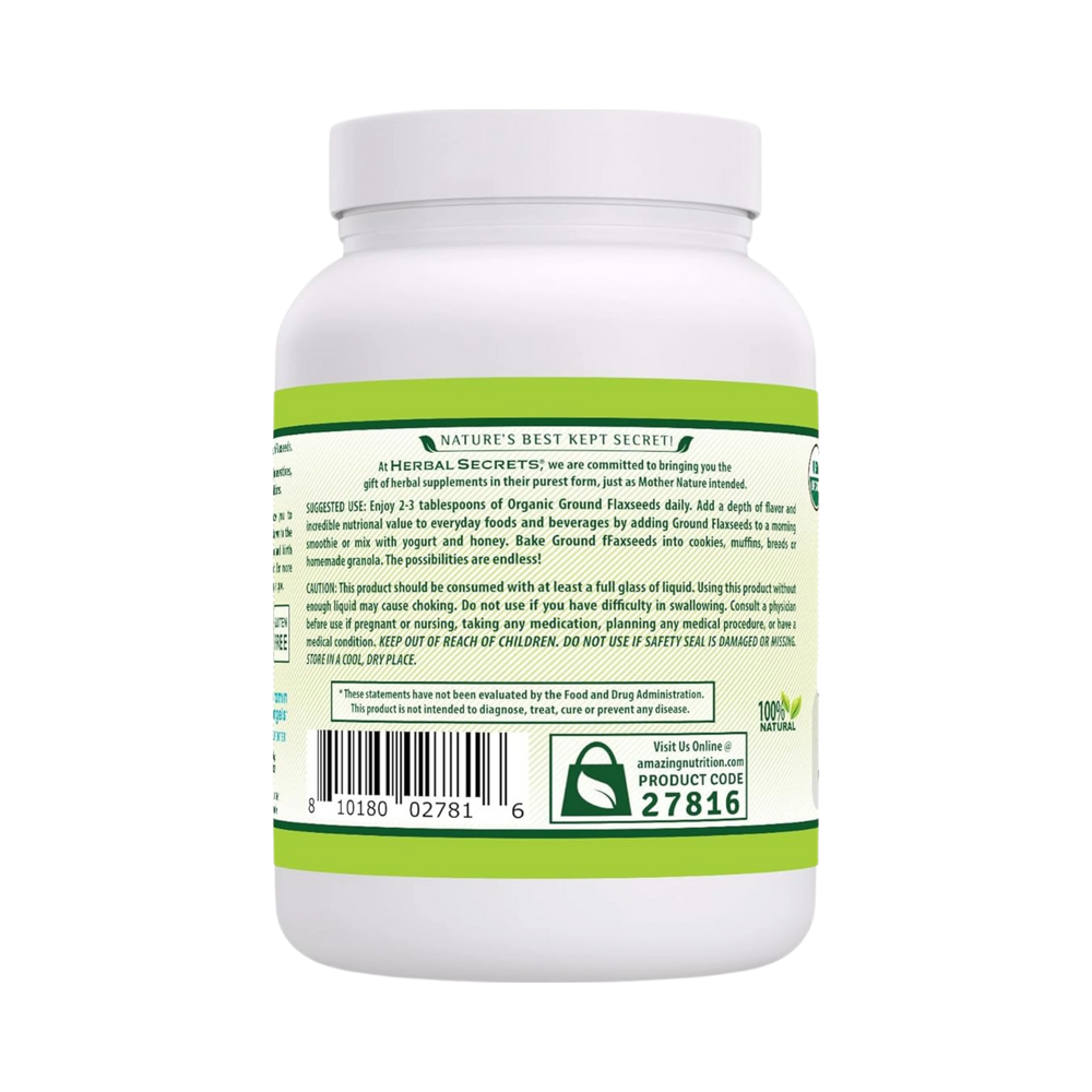 Herbal Secrets, USDA Certified Organic Ground Flaxseed, 2 Lbs
