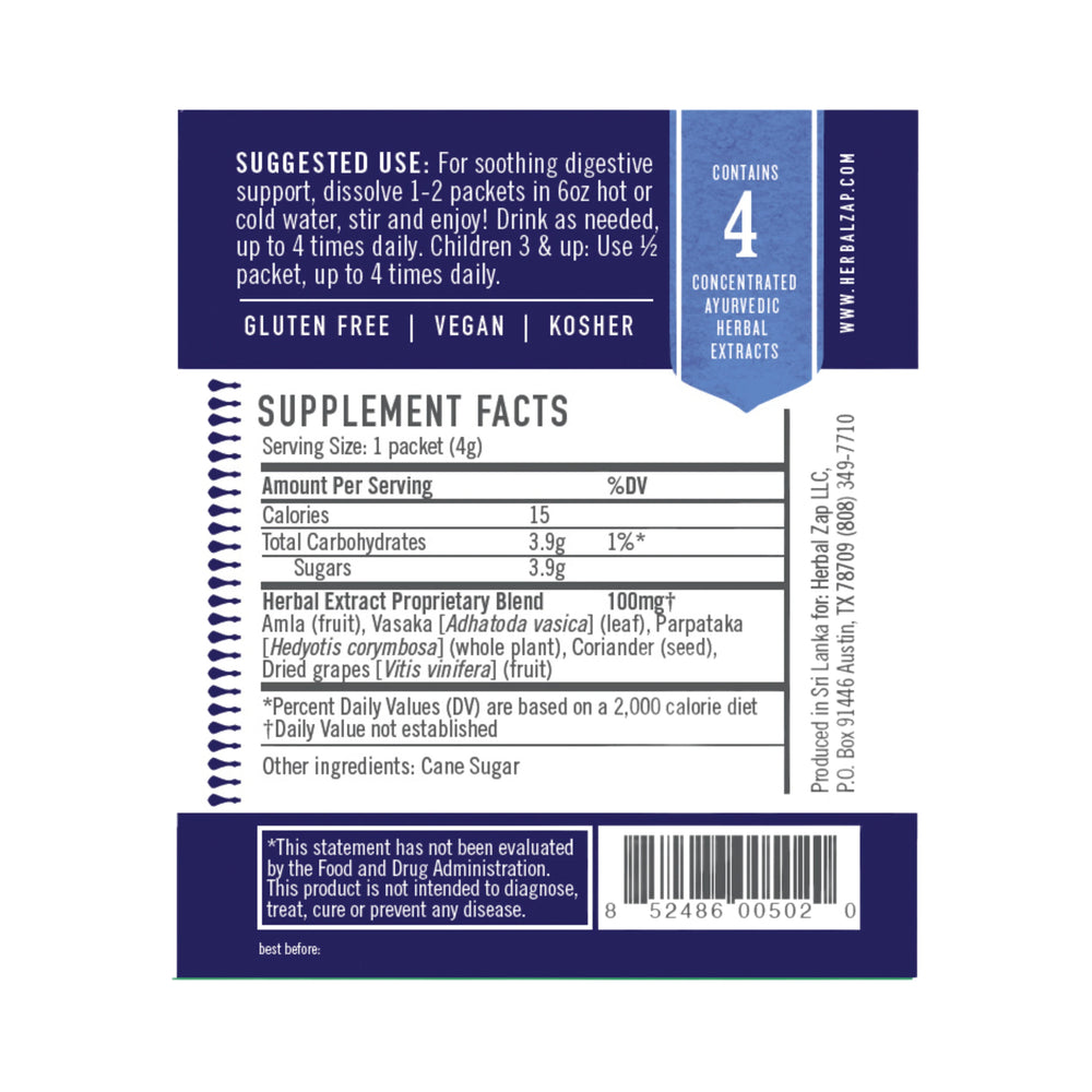 Herbal Zap, Ayurvedic Digestive Support, 10 Packets
