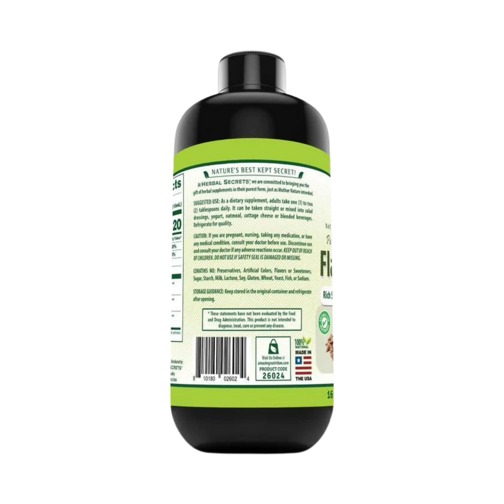 Herbals Secrets, USDA Certified Organic Flaxseed Oil, 16 Fl Oz