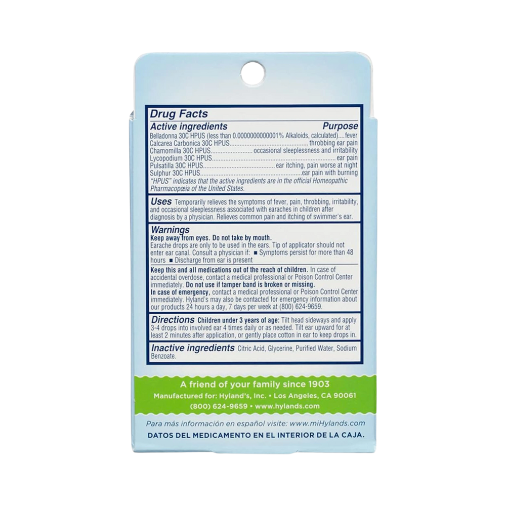 Hyland's Naturals, Infant Earache Drops, Natural Homeopathic Earache Pain Relief from Allergy and Cold & Flu, 0.33 Oz