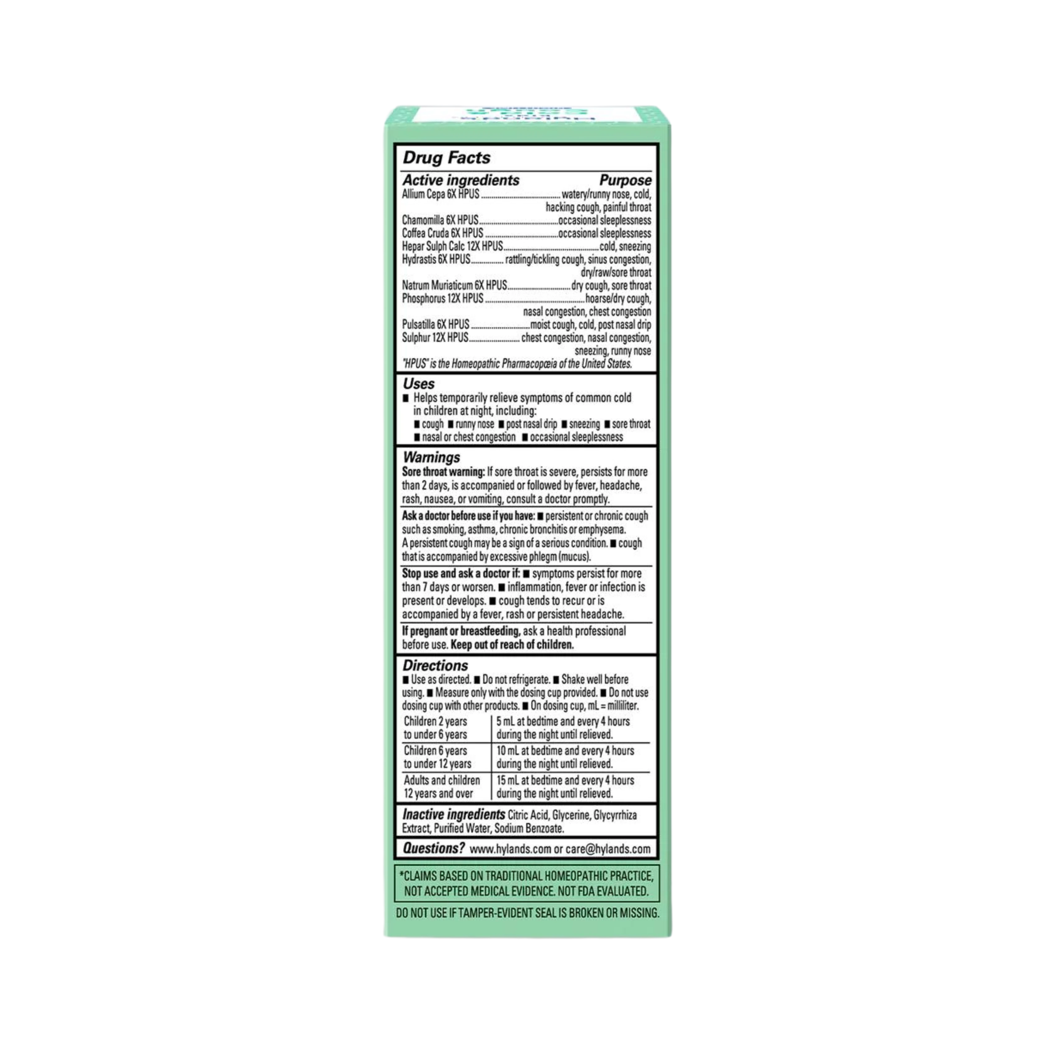Hyland's Naturals, Kids, Cold & Cough Nighttime, Ages 2-12, Natural Grape, 4 Fl Oz