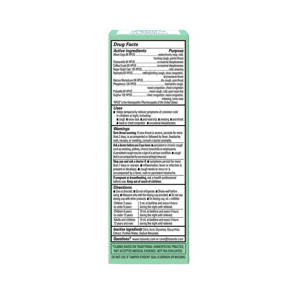 Hyland's Naturals, Kids, Cold & Cough Nighttime, Ages 2-12, Natural Grape, 4 Fl Oz
