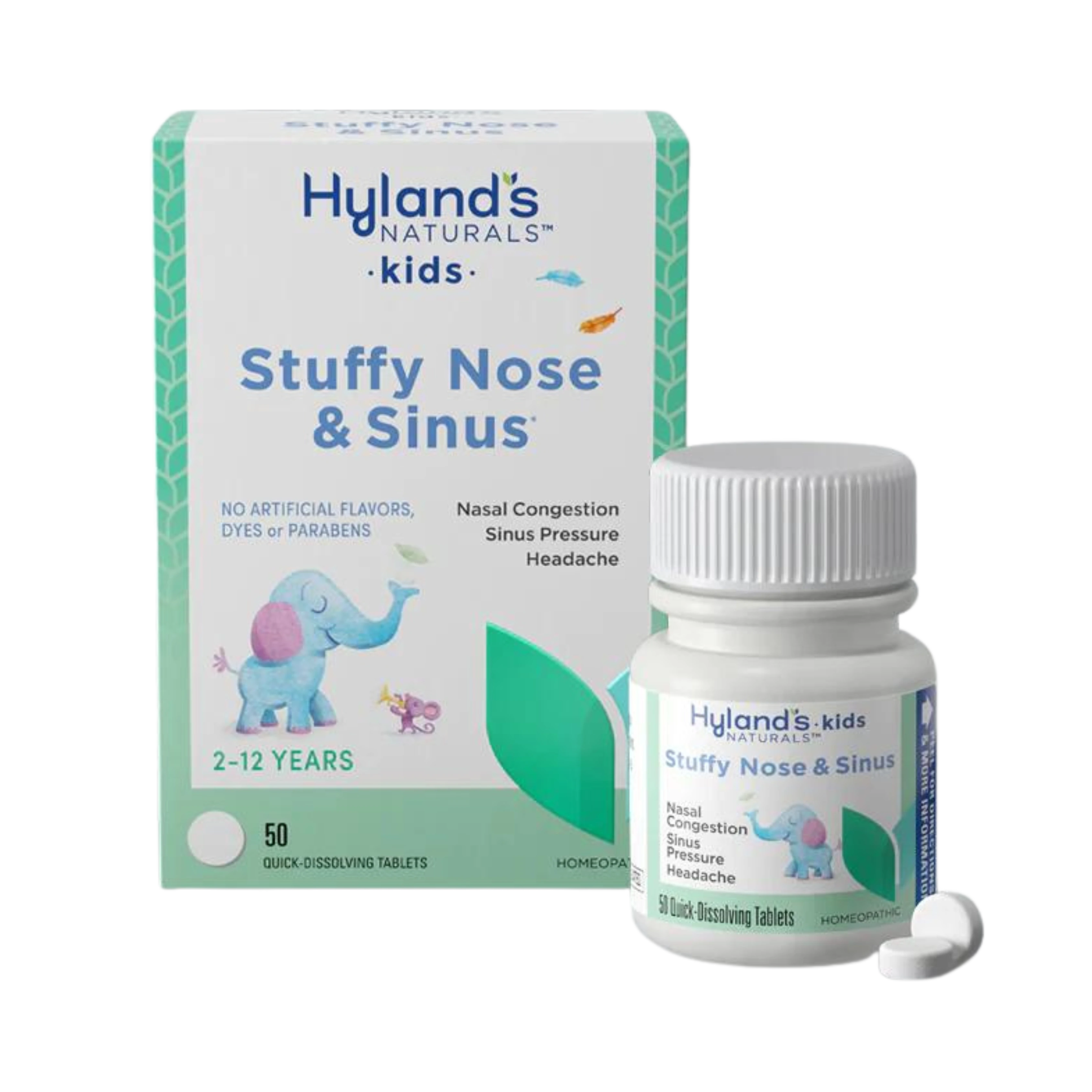 Hyland's Naturals, Kids, Stuffy Nose and Sinus, 2-12 Years, 50 Quick-Dissolving Tablets