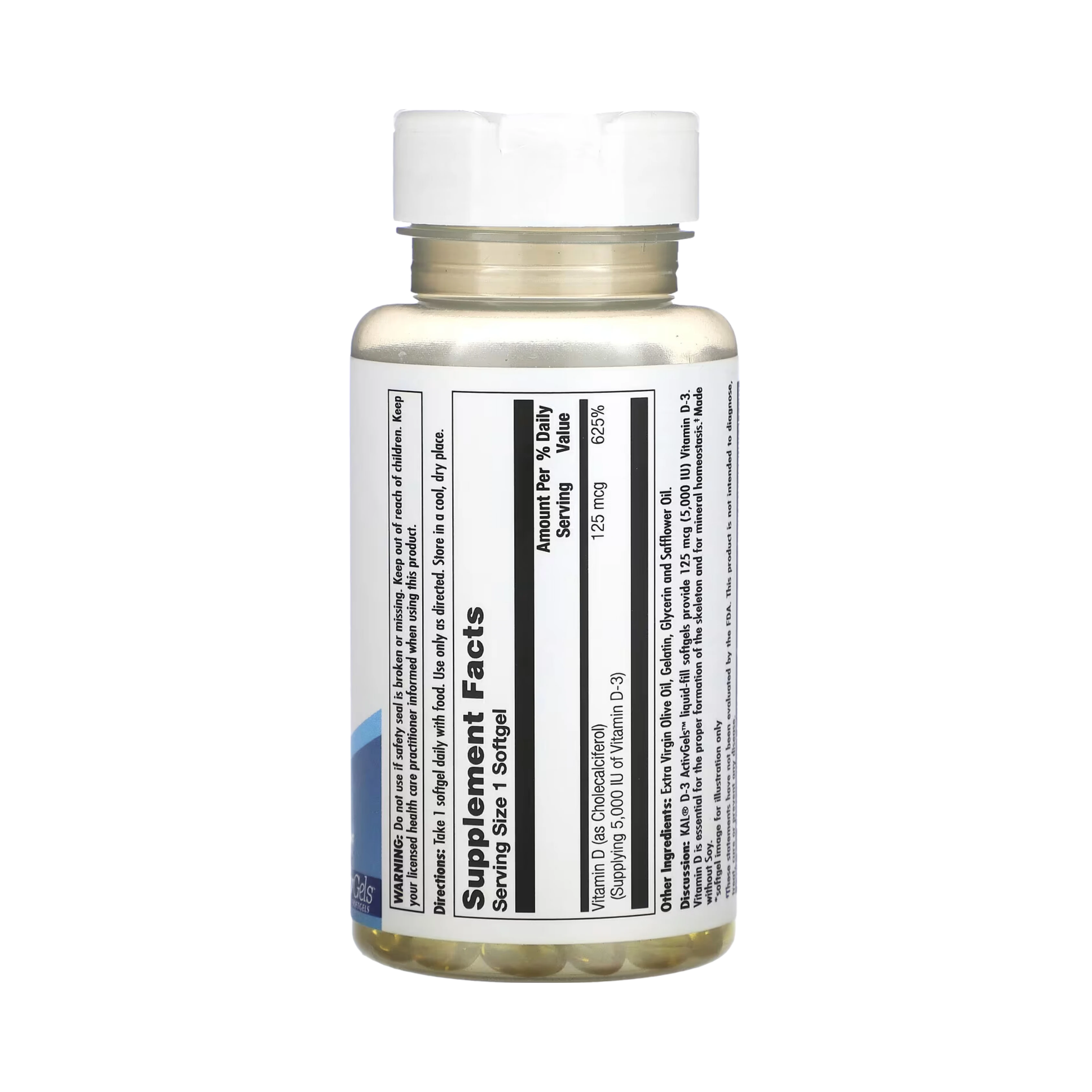 KAL, D-3, 125 mcg (5,000 IU), 90 Softgels