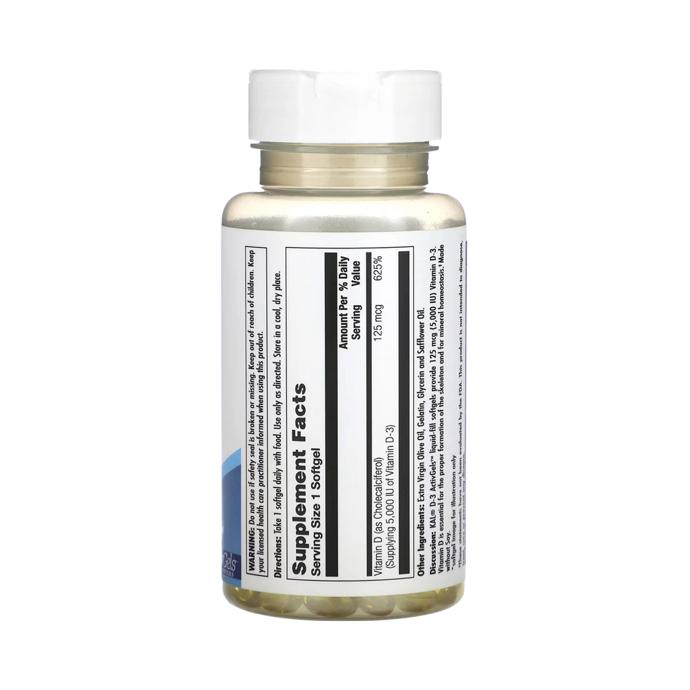 KAL, D-3, 125 mcg (5,000 IU), 90 Softgels