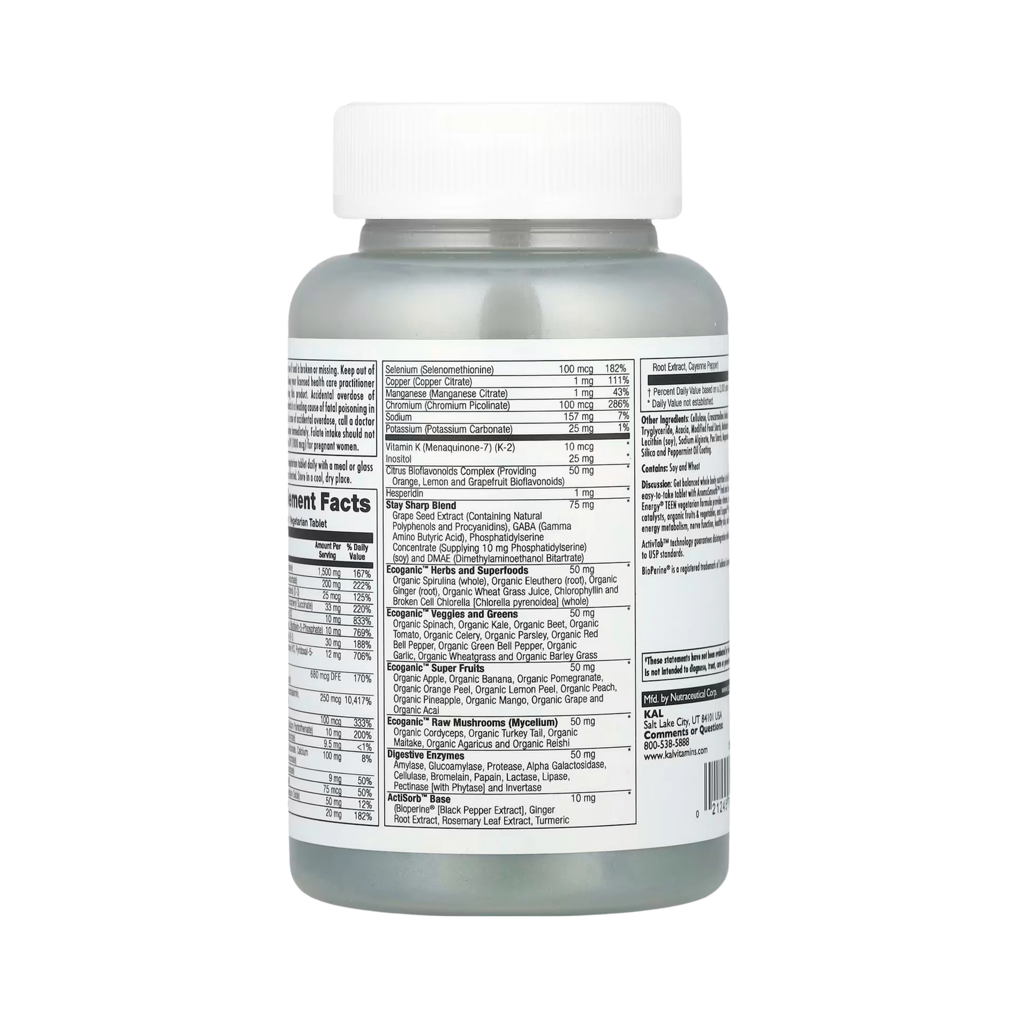 KAL, Enhanced Energy, Teen, Memory & Concentration Blend, 60 Vegetarian Tablets
